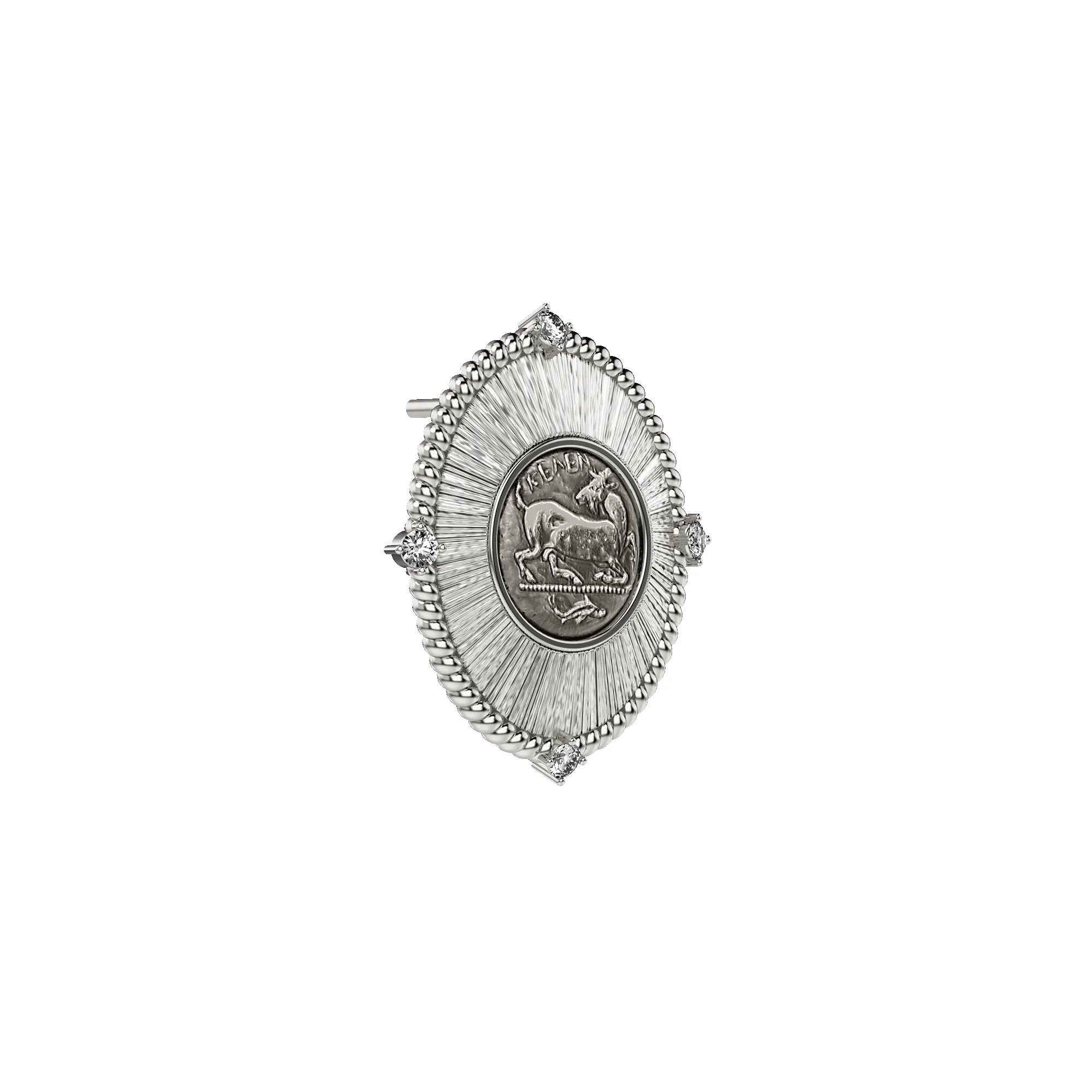 Goat Coin Oval Earring, White Diamond sold by Pascal Design Official product image thumbnail 3