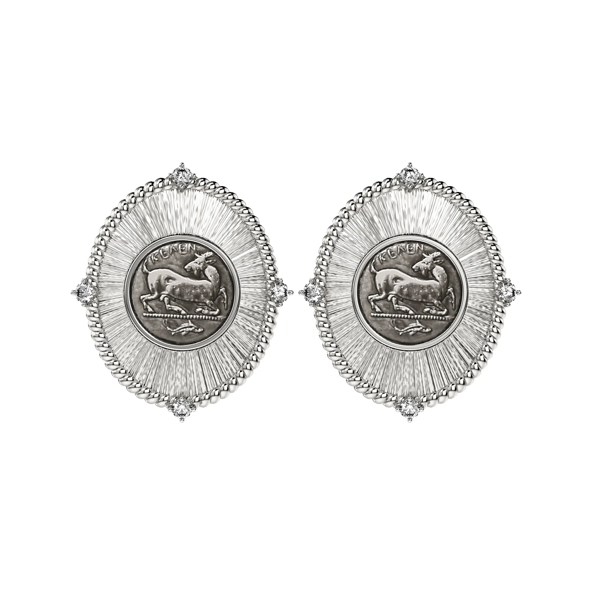 Goat Coin Oval Earring, White Diamond sold by Pascal Design Official product image thumbnail 2