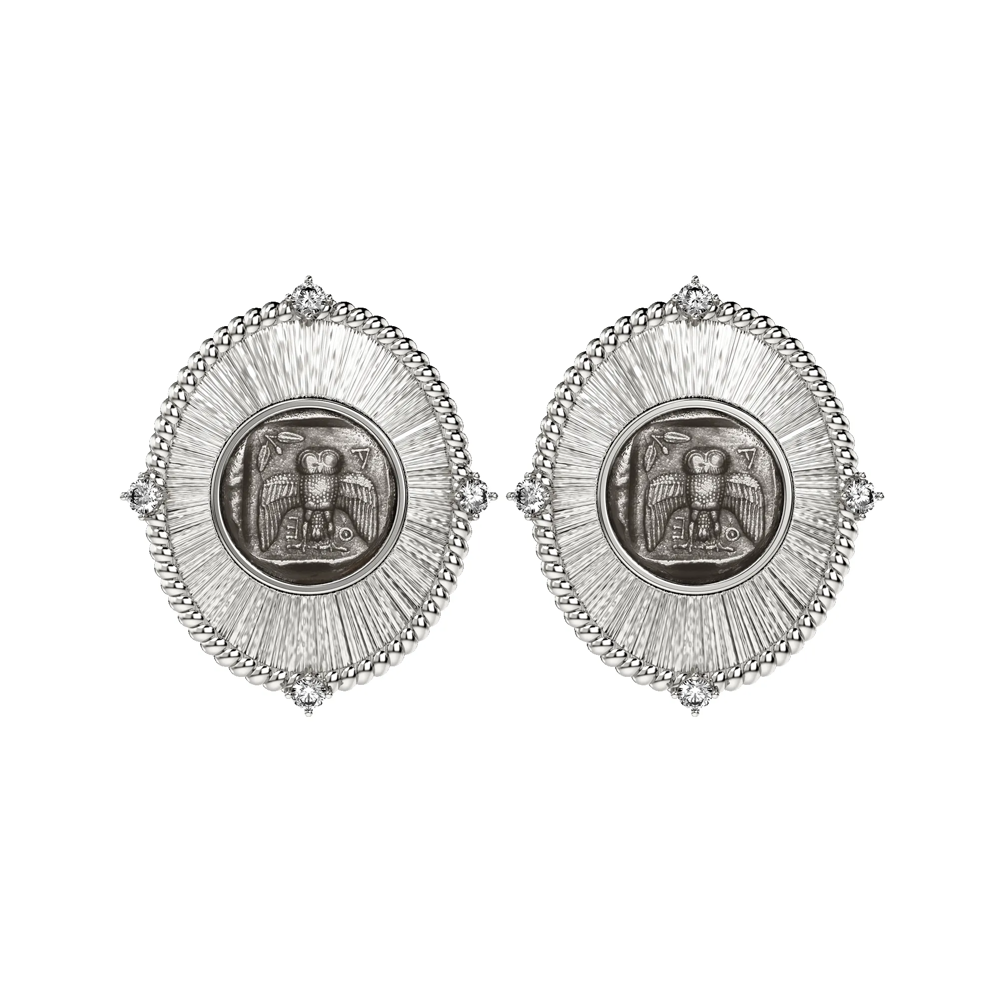 AΘΕ Coin Oval Earring, White Diamond sold by Pascal Design Official product image thumbnail 2