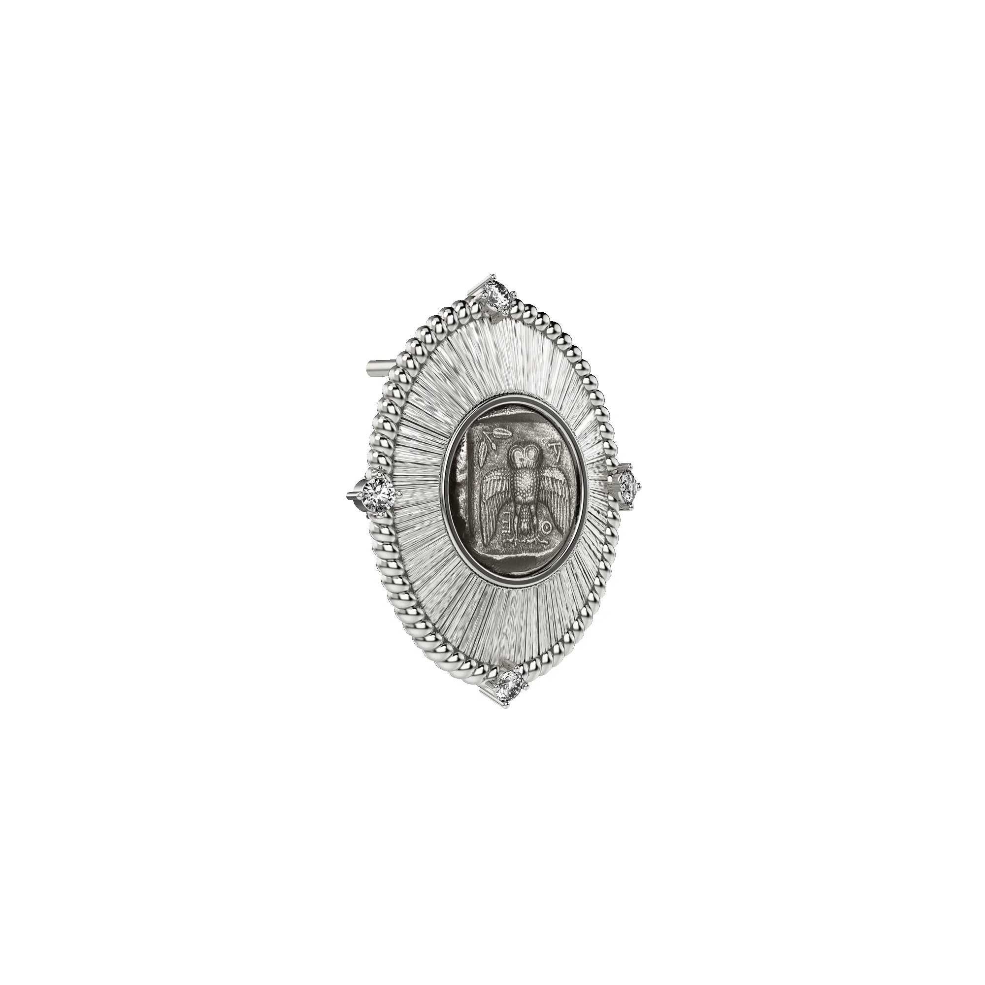 AΘΕ Coin Oval Earring, White Diamond sold by Pascal Design Official product image thumbnail 3