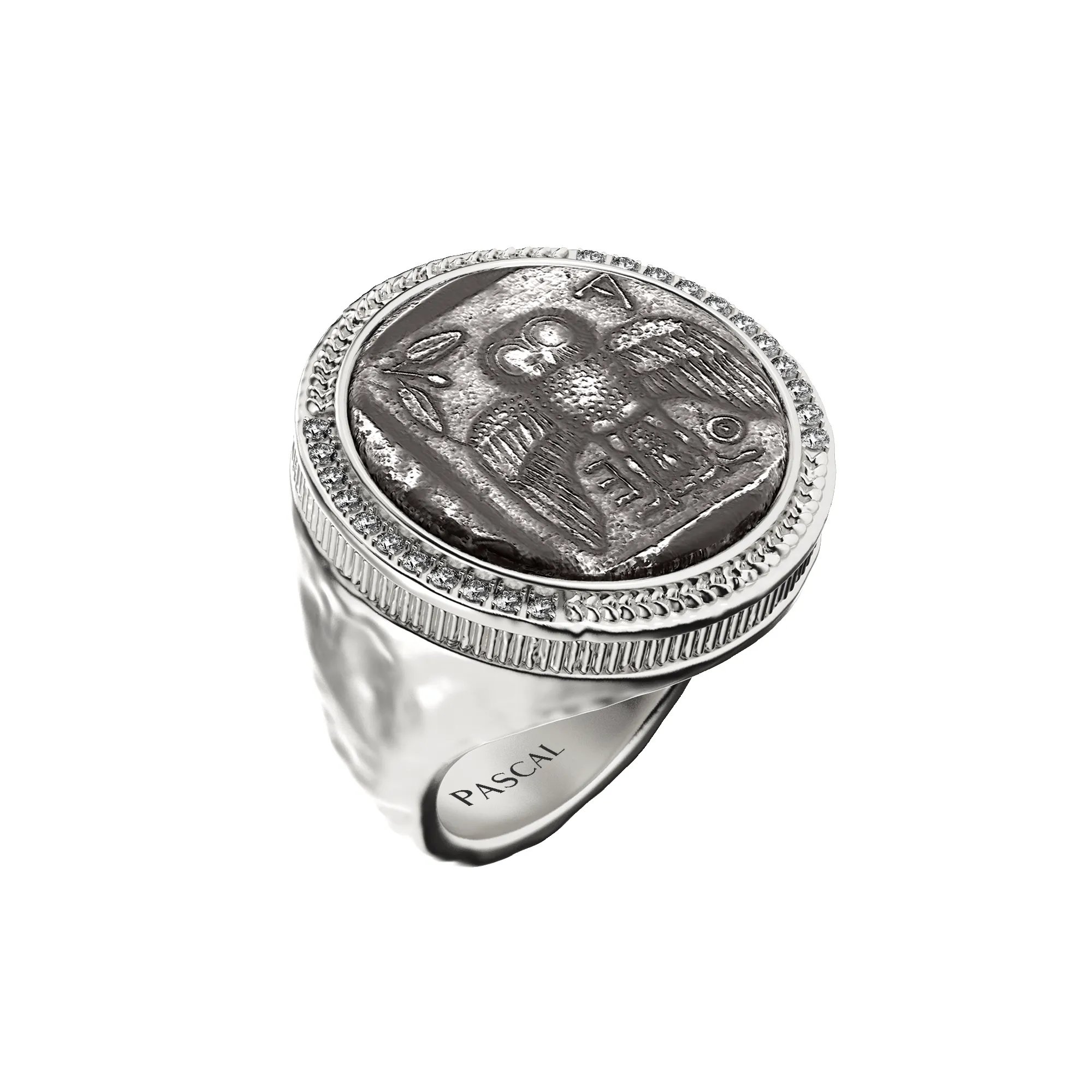 AΘΕ Coin Signet Ring, White Diamond sold by Pascal Design Official product image thumbnail 3