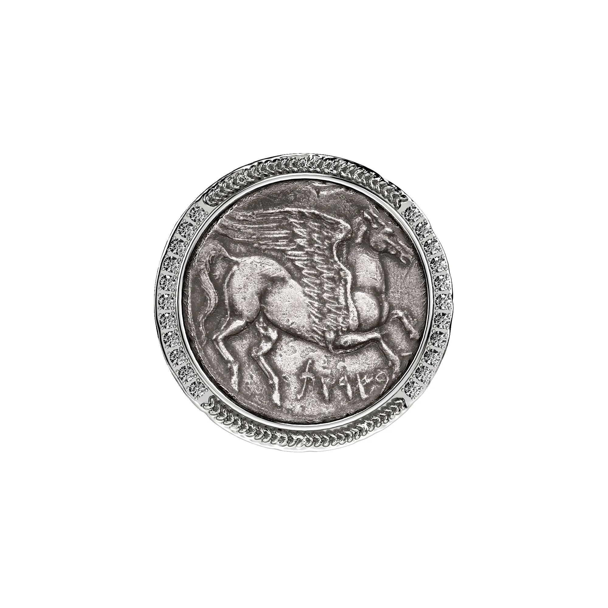 Pegasus Coin Signet Ring, White Diamond sold by Pascal Design Official product image thumbnail 2