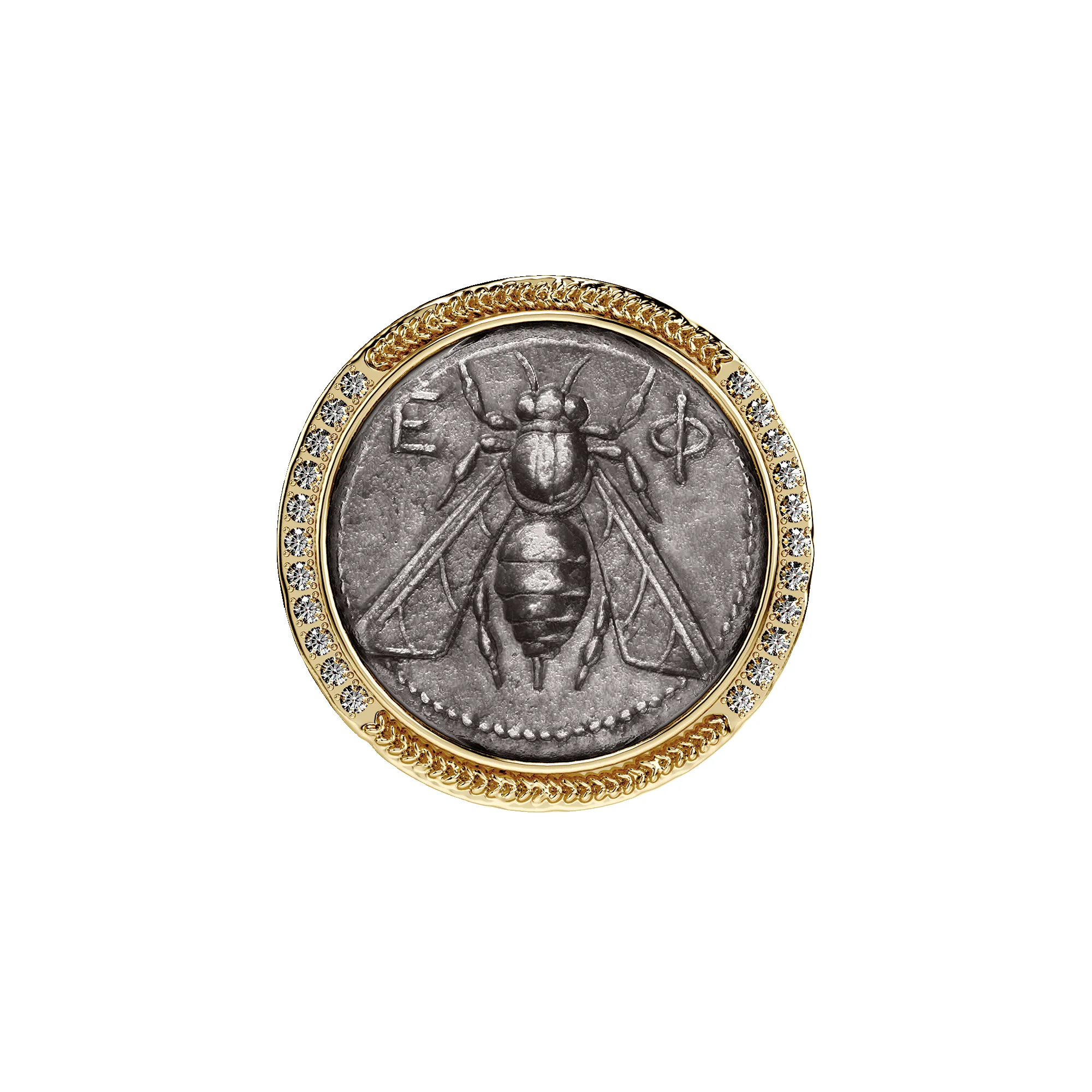 Bee Coin Signet Ring, White Diamond sold by Pascal Design Official product image thumbnail 2