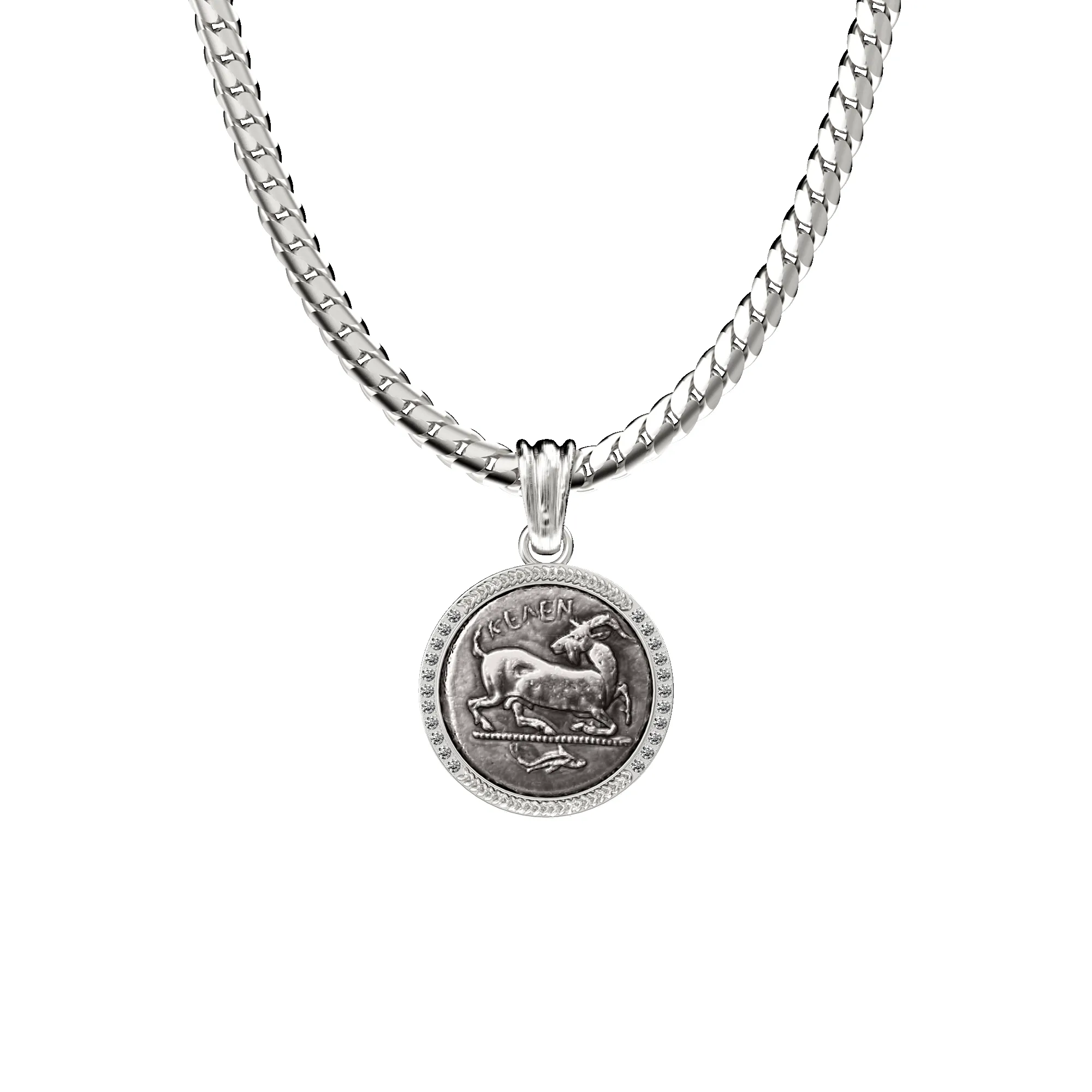 Goat Coin Pendant, White Diamond sold by Pascal Design Official