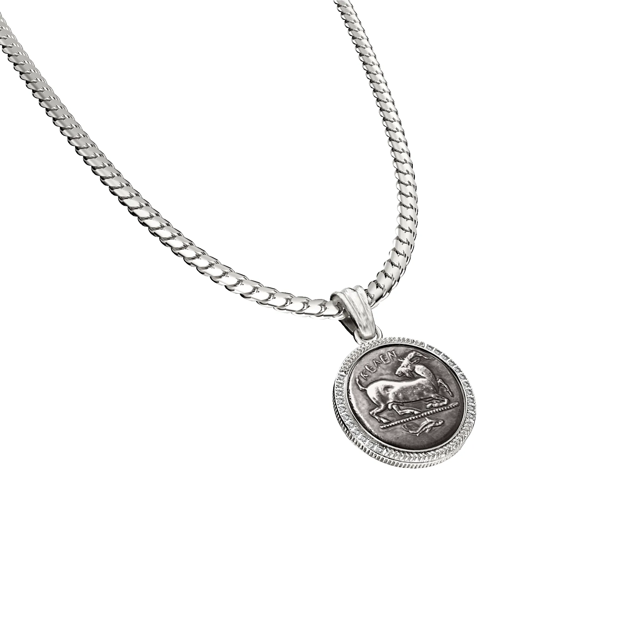 Goat Coin Pendant, White Diamond sold by Pascal Design Official product image thumbnail 2