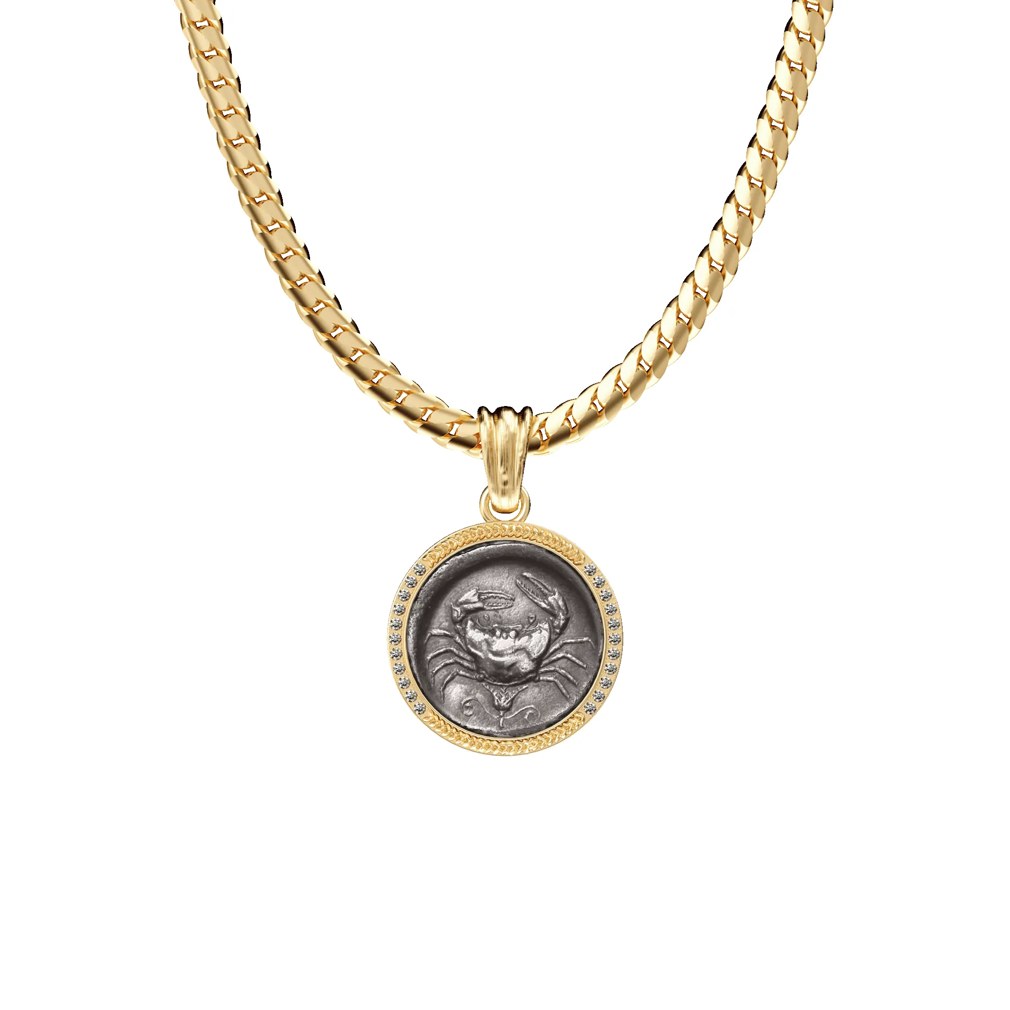 Crab Coin Pendant, White Diamond sold by Pascal Design Official