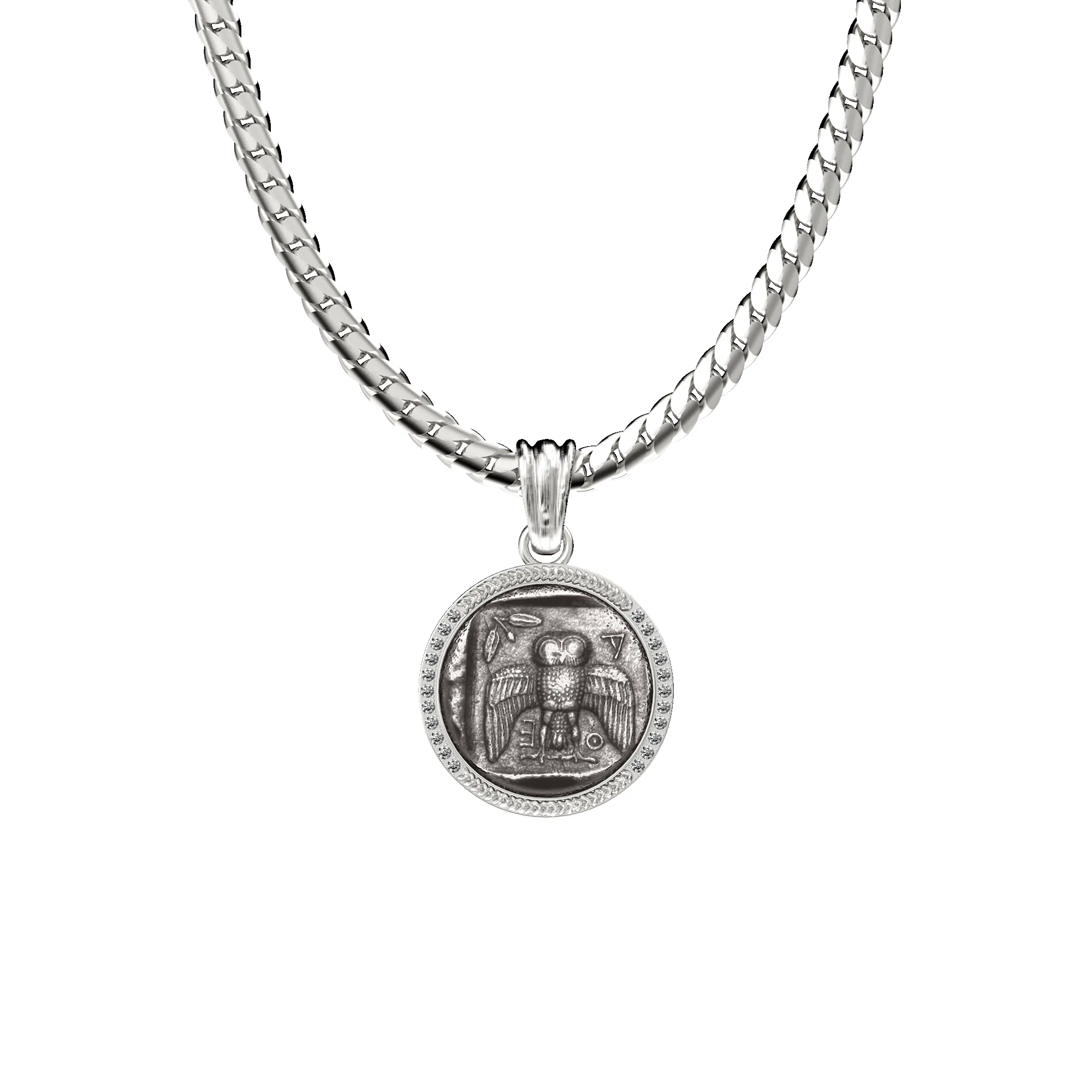 AΘΕ Coin Pendant, White Diamond sold by Pascal Design Official