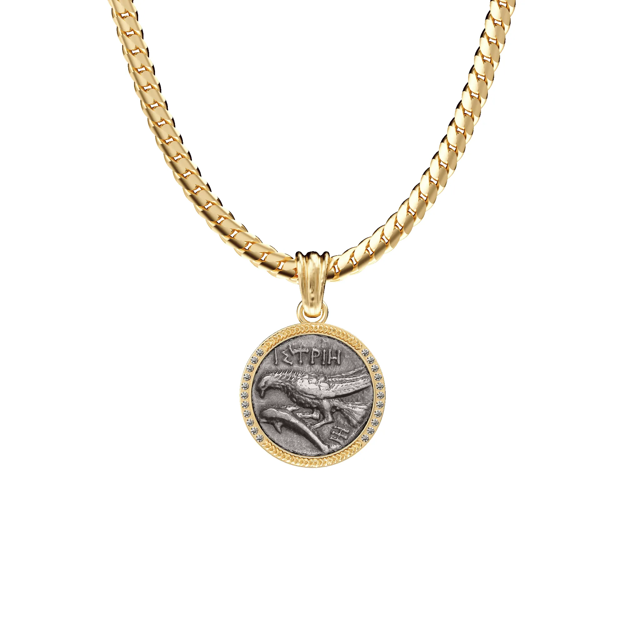 Eagle Coin Pendant, White Diamond sold by Pascal Design Official