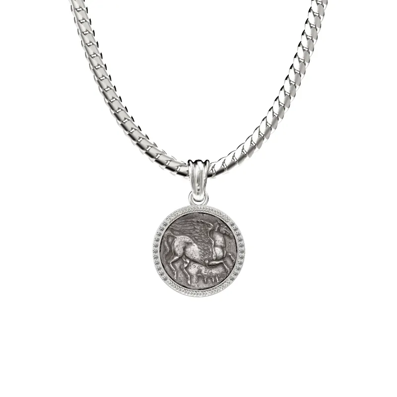 Pegasus Coin Pendant, White Diamond sold by Pascal Design Official