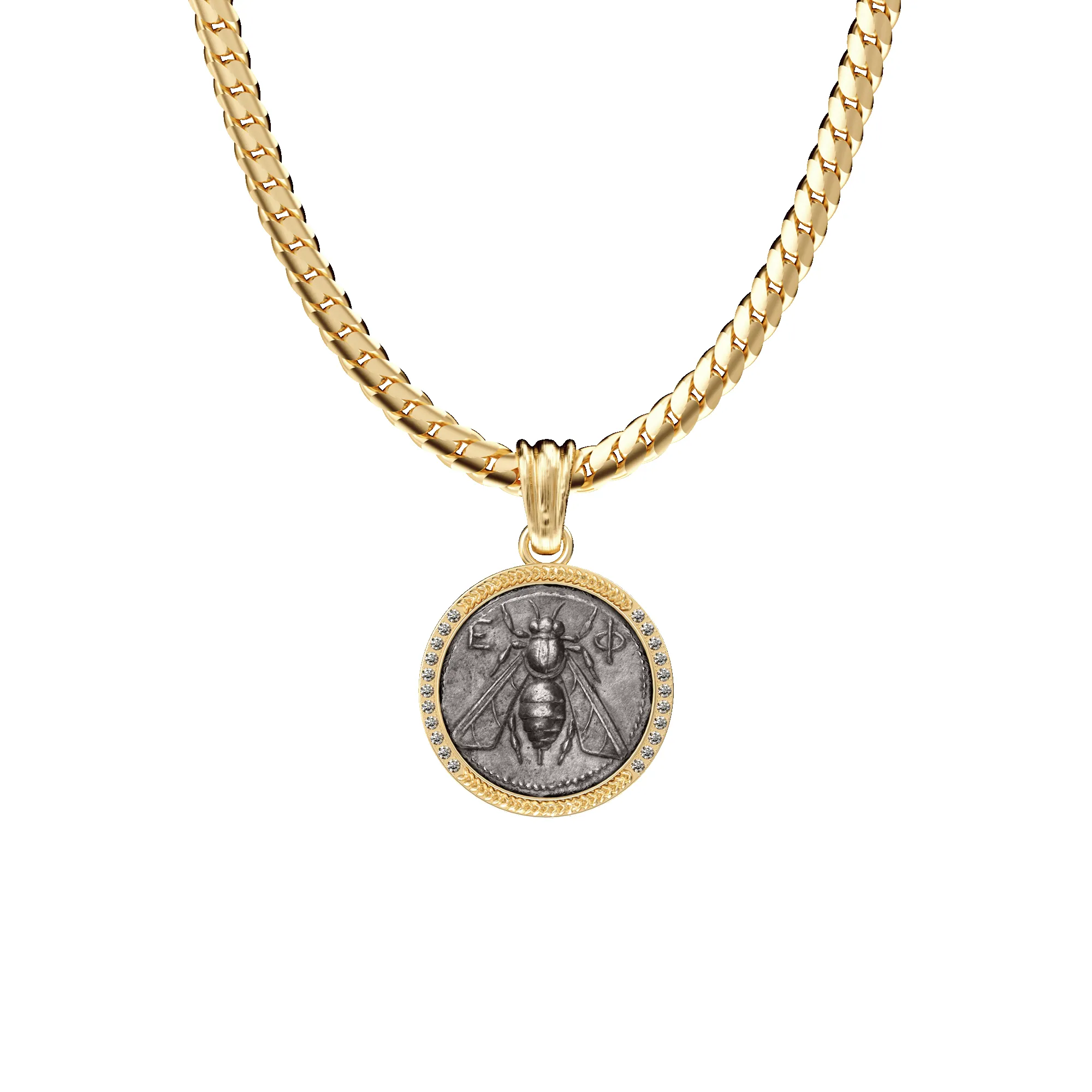 Bee Coin Pendant, White Diamond sold by Pascal Design Official