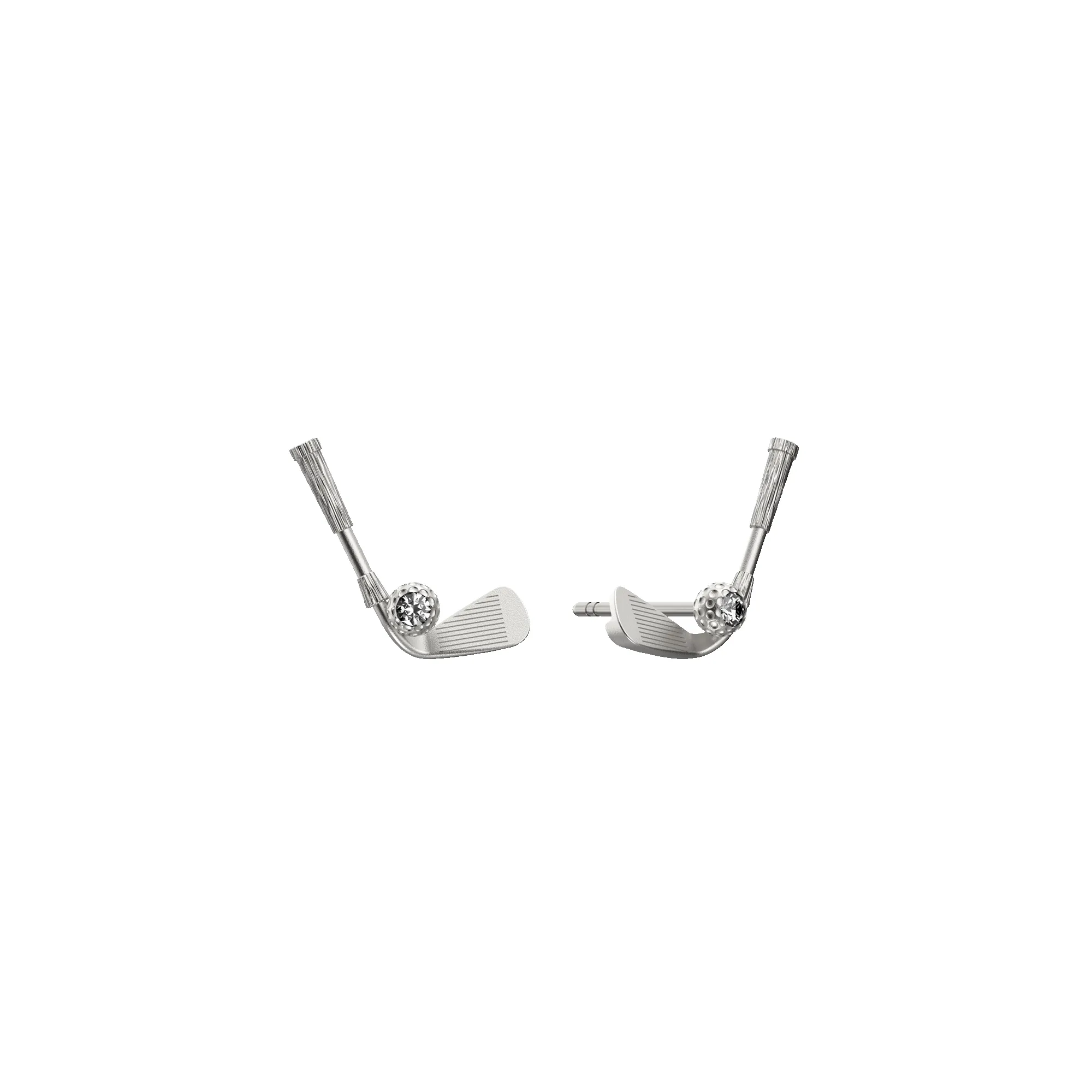 'The Golf' Ball & Club Stud Earring, White Diamond sold by Pascal Design Official product image thumbnail 5