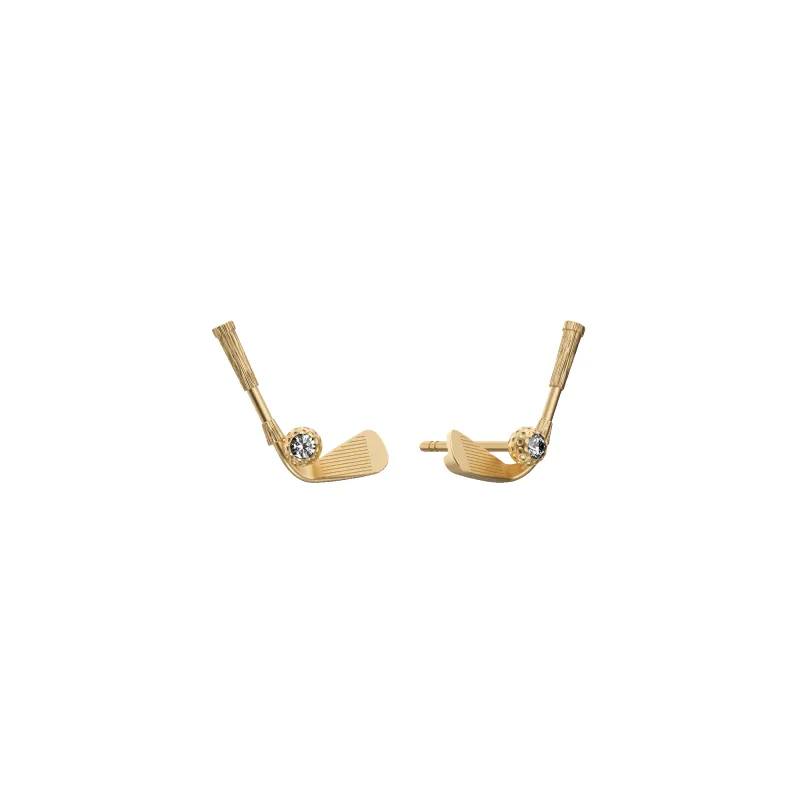 'The Golf' Ball & Club Stud Earring, White Diamond sold by Pascal Design Official
