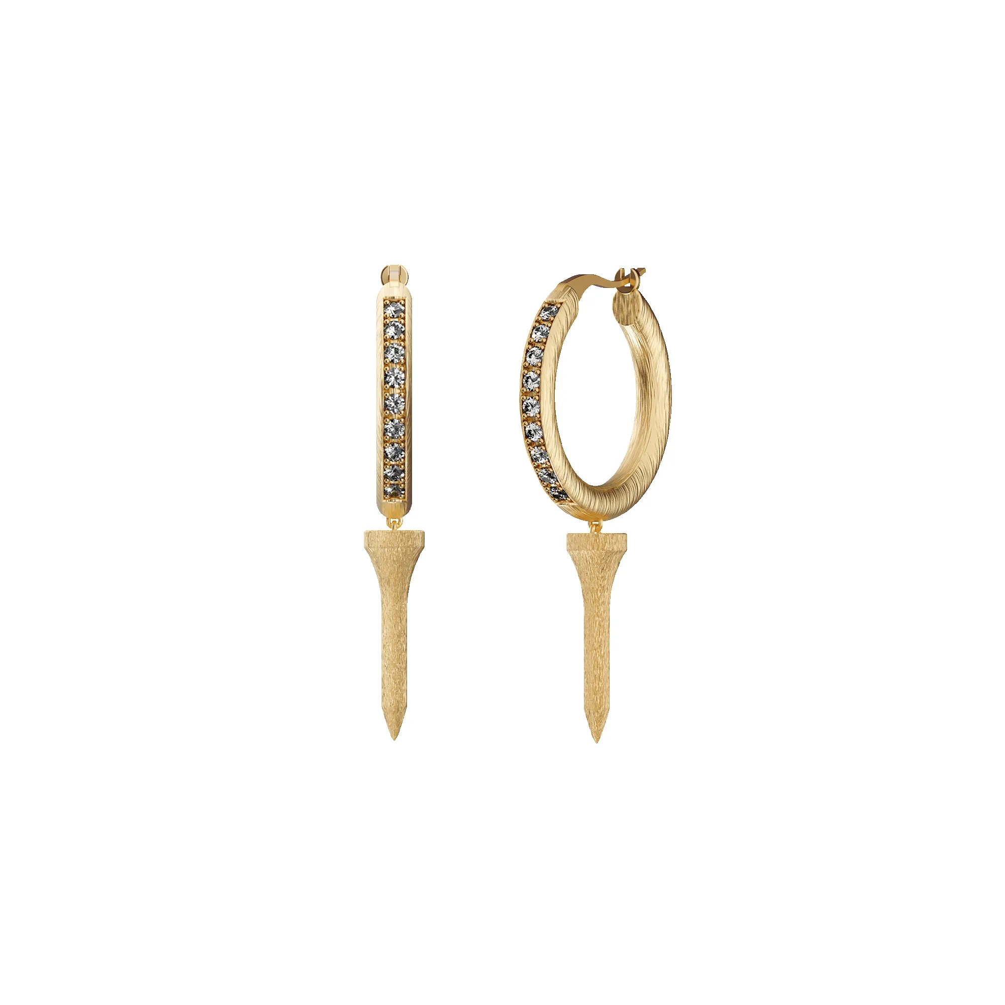 'The Golf' Tee Hoop Earring, White Diamond sold by Pascal Design Official