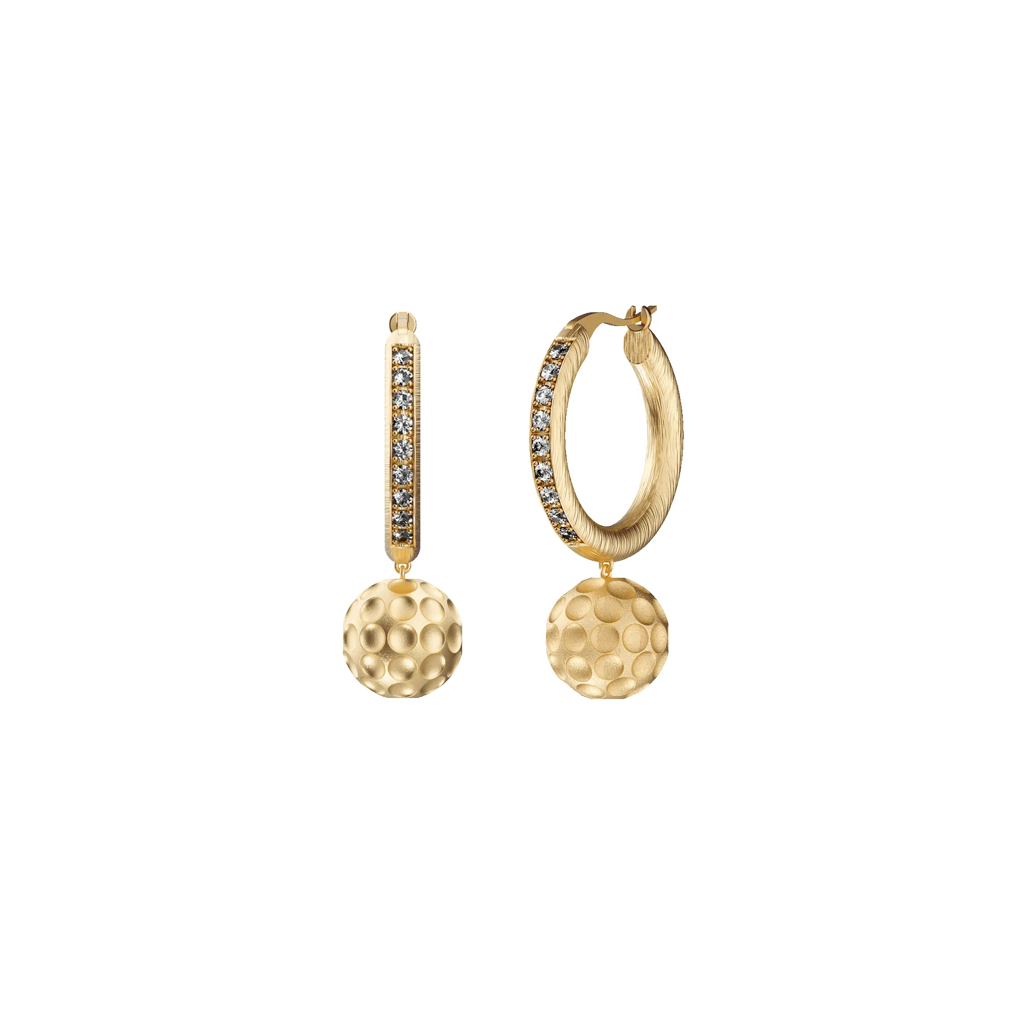 'The Golf' Ball Hoop Earring, White Diamond sold by Pascal Design Official
