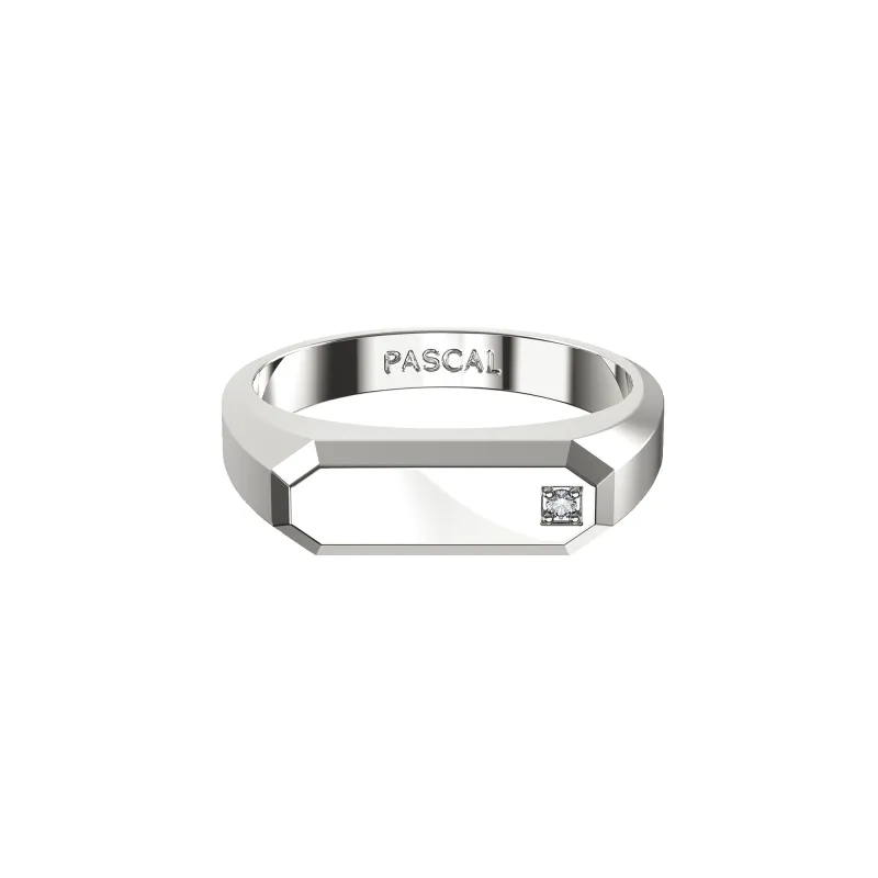 Octagon Solitaire Diamond Signet Ring sold by Pascal Design Official