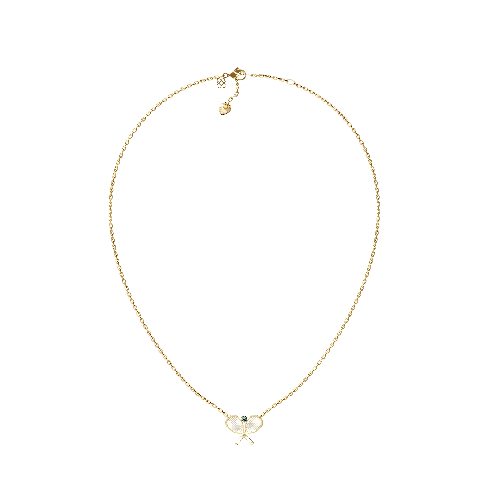 'The Tennis' Two Rackets Necklace, Green Diamond sold by Pascal Design Official product image thumbnail 3