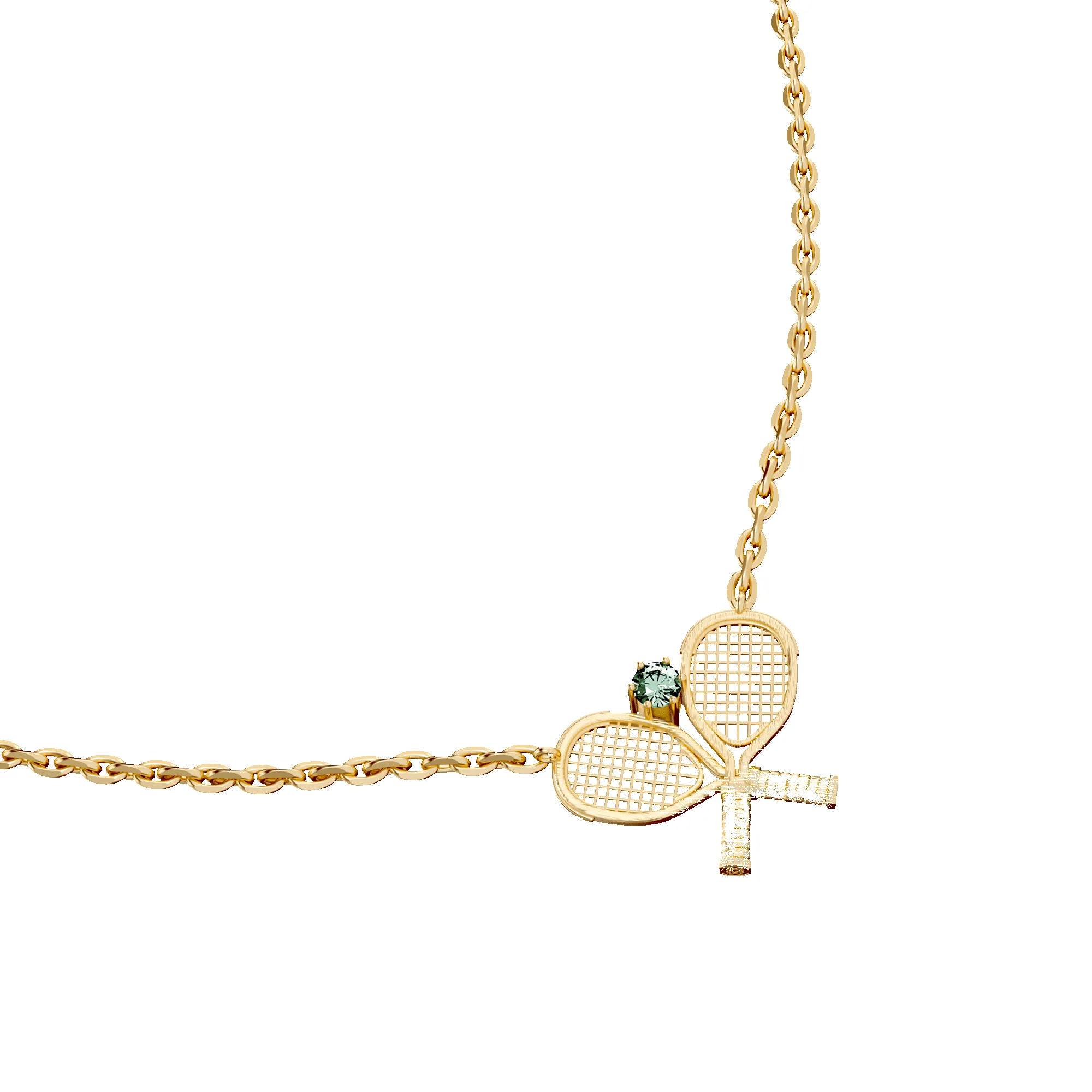 'The Tennis' Two Rackets Necklace, Green Diamond sold by Pascal Design Official product image thumbnail 2