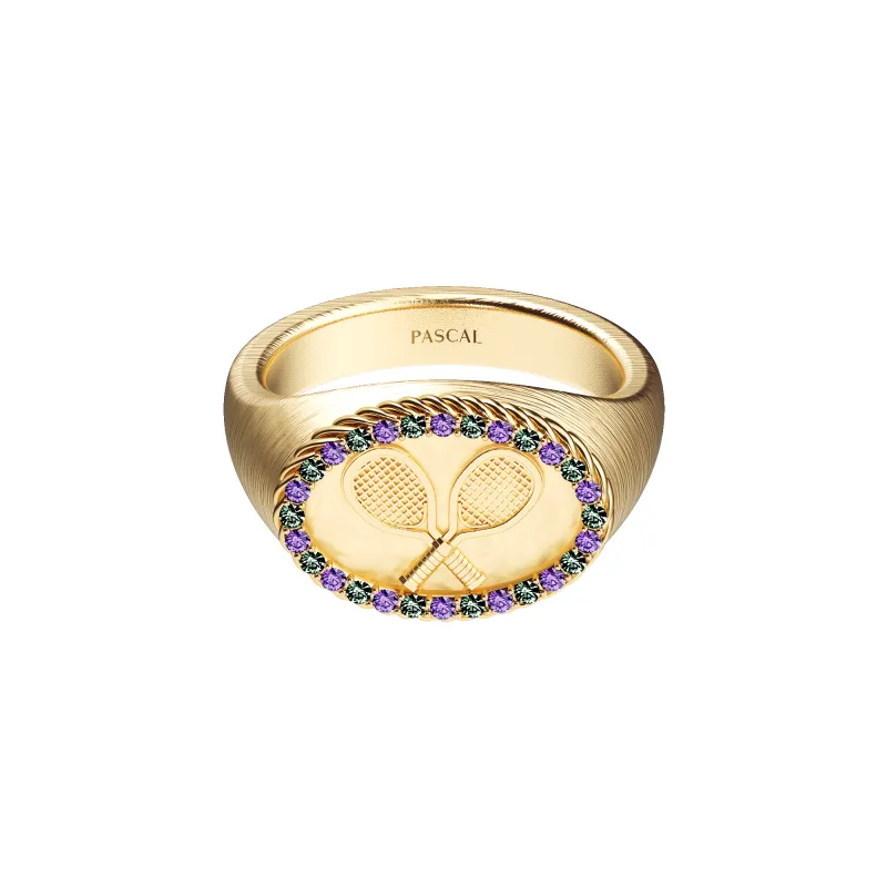 'The Tennis' Signet Ring, Green Diamond sold by Pascal Design Official