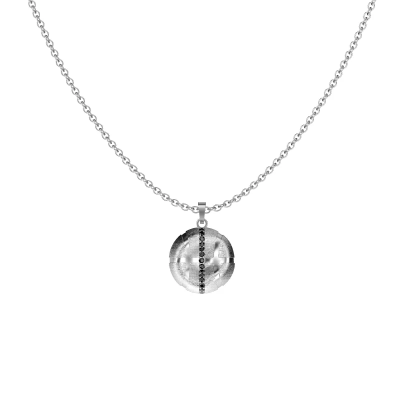 'The Basketball' Leaking Ball Linear Diamond Pendant, Black Diamond sold by Pascal Design Official