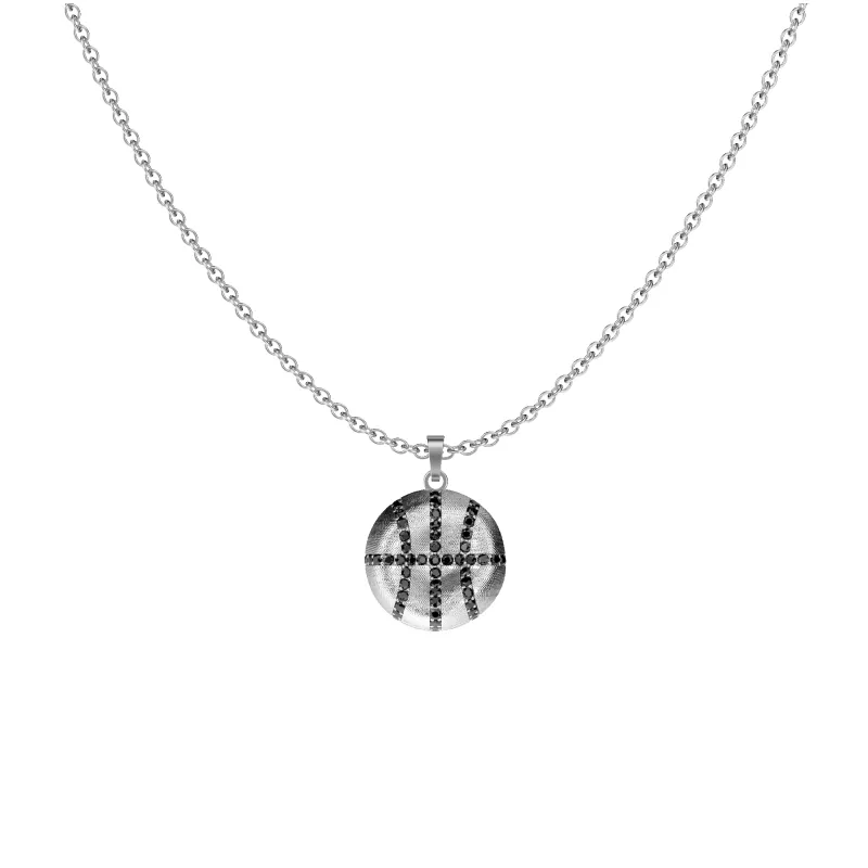 'The Basketball' Leaking Ball Pendant, Black Diamond Pavé sold by Pascal Design Official