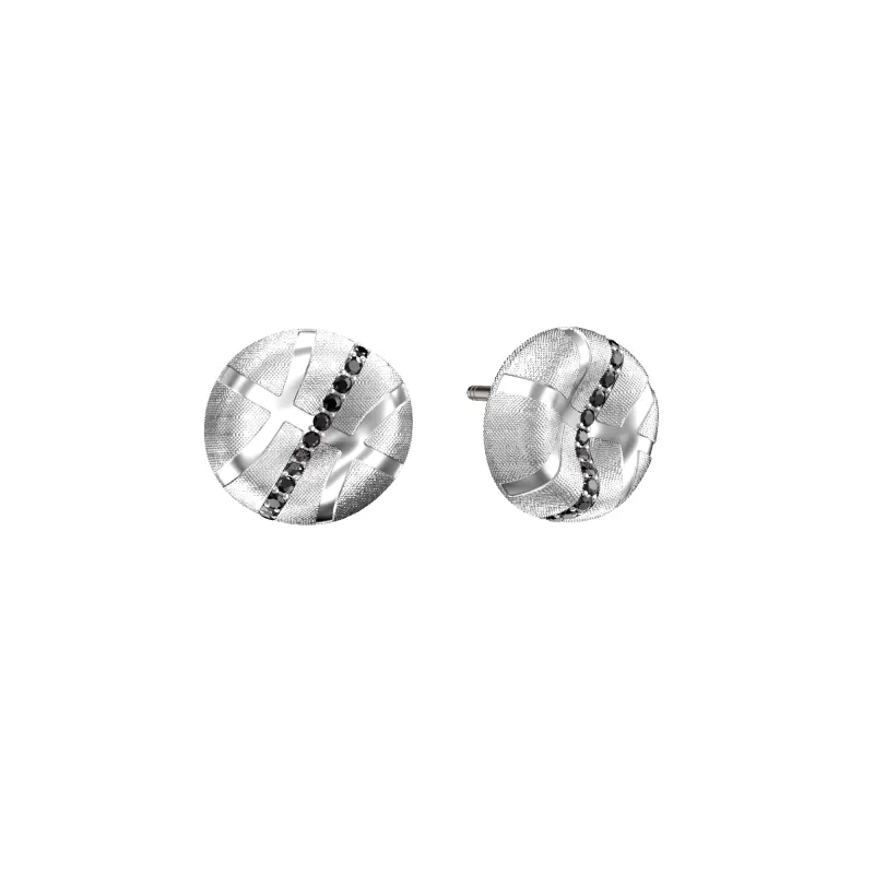 'The Basketball' Crooked Ball Linear Diamond Earrings, Black Diamond sold by Pascal Design Official