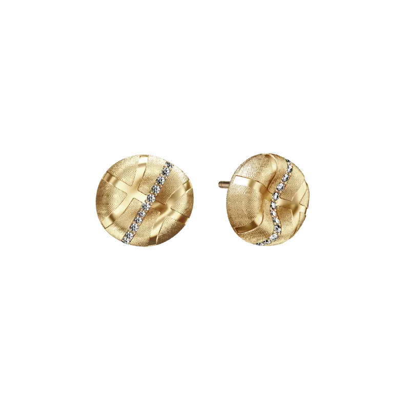 'The Basketball' Crooked Ball Linear Diamond Earrings, White Diamond sold by Pascal Design Official