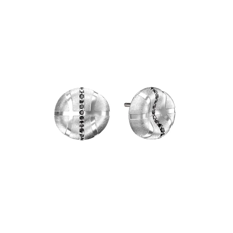 'The Basketball' Leaking Ball Linear Diamond Earrings, Black Diamond sold by Pascal Design Official