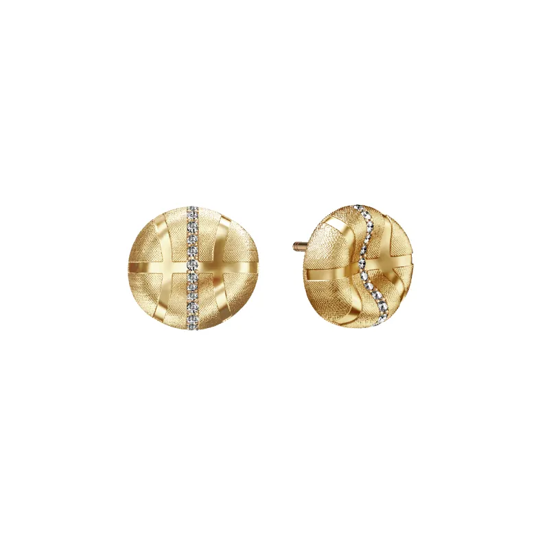 'The Basketball' Leaking Ball Linear Diamond Earrings, White Diamond sold by Pascal Design Official