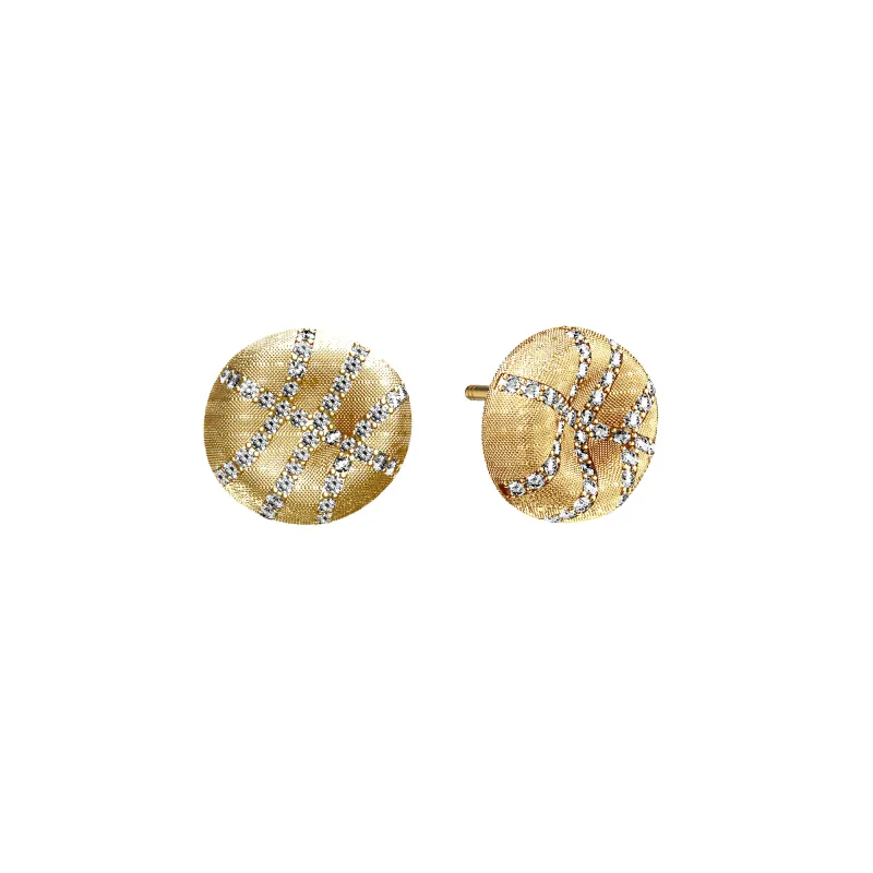 'The Basketball' Crooked Ball Earrings, White Diamond Pavé sold by Pascal Design Official