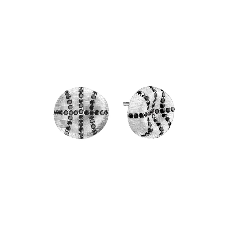 'The Basketball' Leaking Ball Earrings, Black Diamond Pavé sold by Pascal Design Official