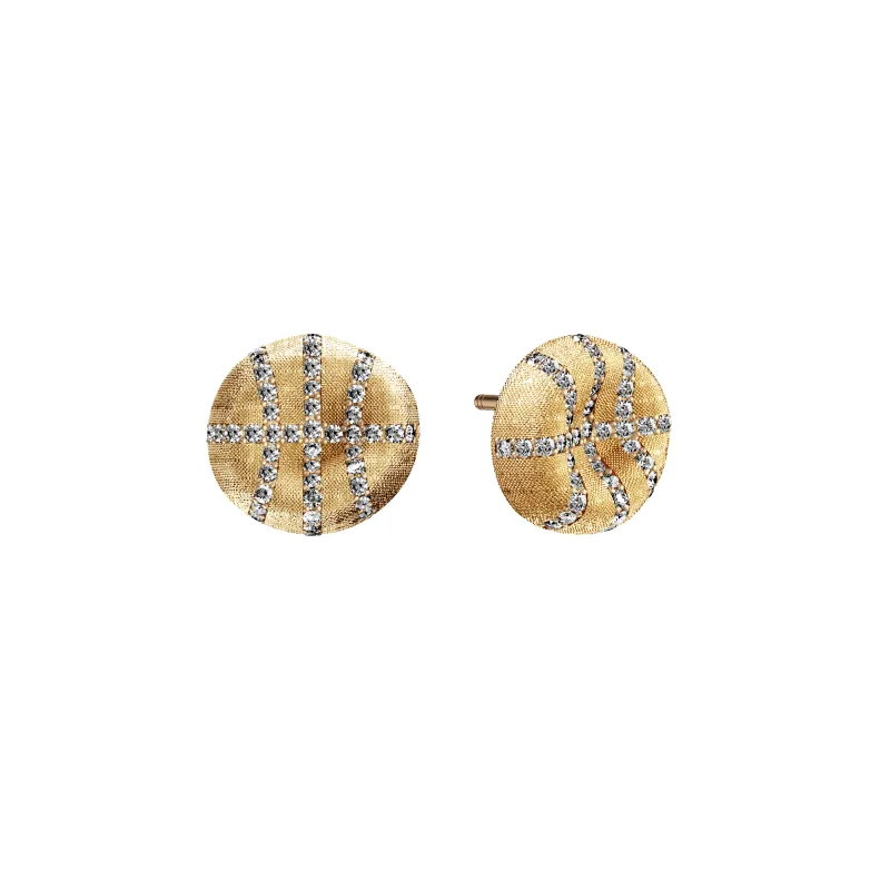 'The Basketball' Leaking Ball Earrings, White Diamond Pavé sold by Pascal Design Official