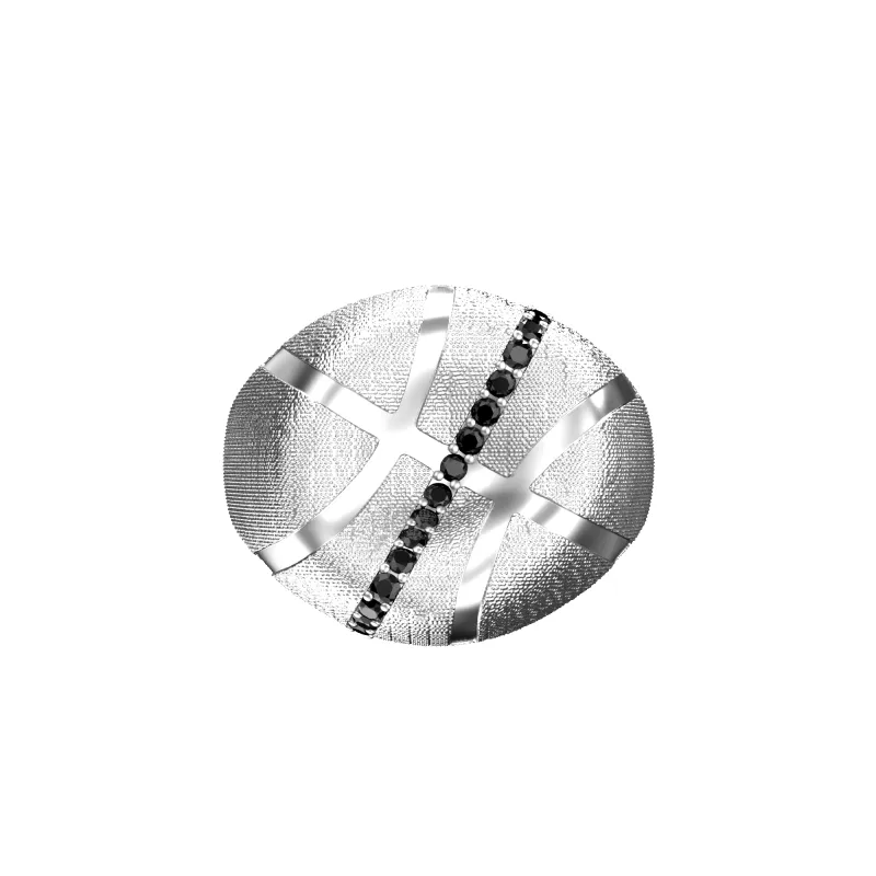 'The Basketball' Crooked Ball Linear Diamond Ring, Black Diamond sold by Pascal Design Official