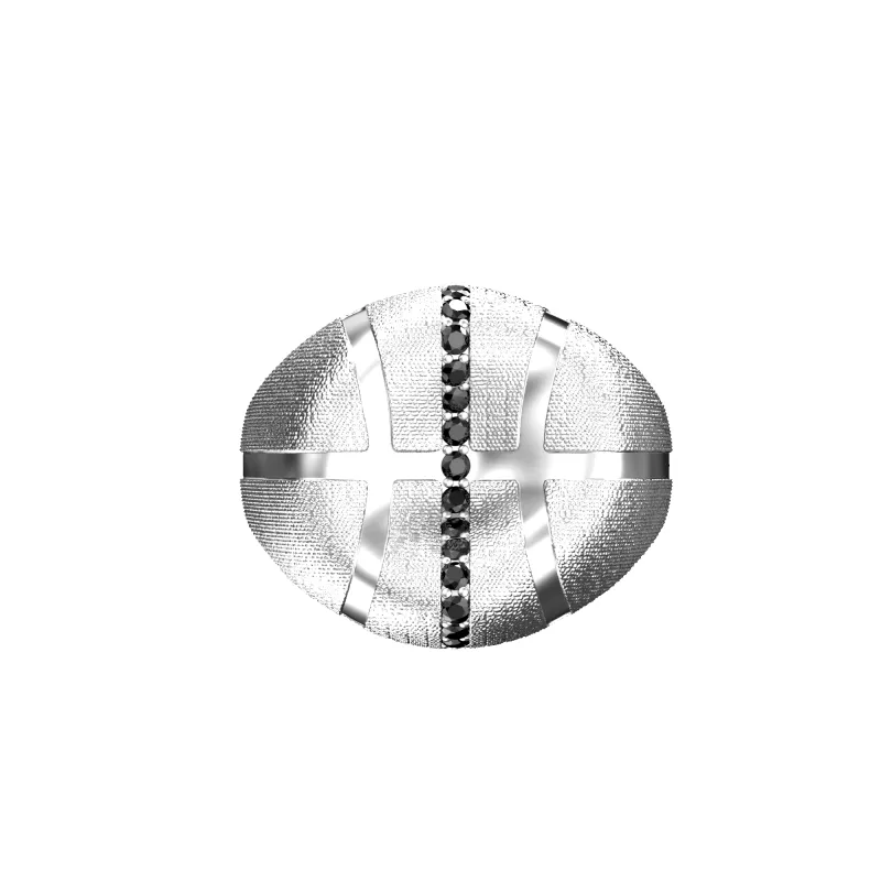 'The Basketball' Leaking Ball Linear Diamond Ring, Black Diamond sold by Pascal Design Official