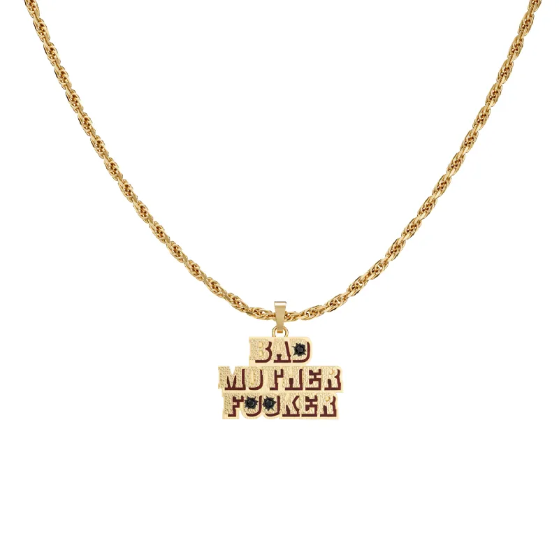'The Fiction' BAD MOTHER FXXKER Necklace, Black Diamond made by Pascal Design Official
