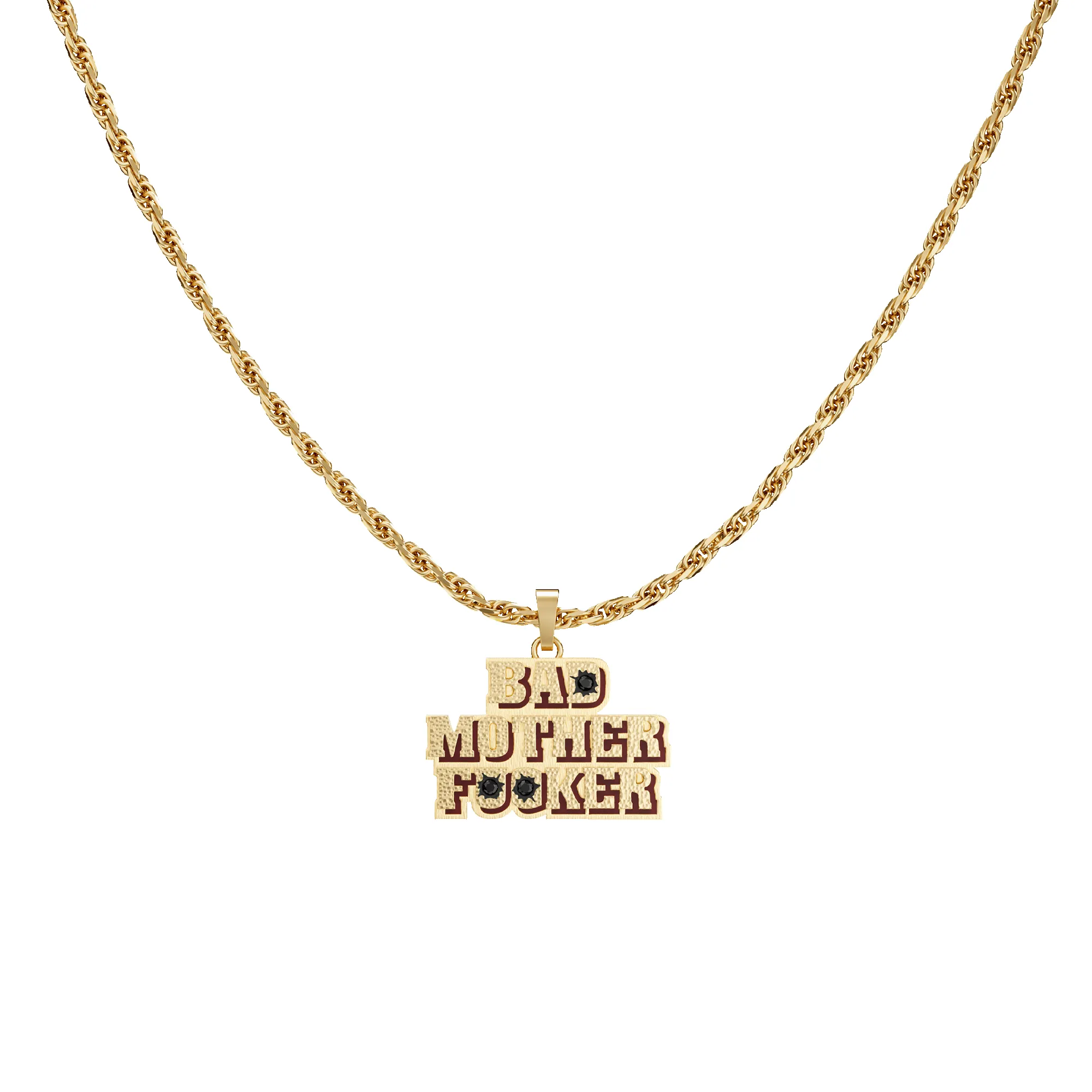 'The Fiction' BAD MOTHER FXXKER Necklace, Black Diamond sold by Pascal Design Official