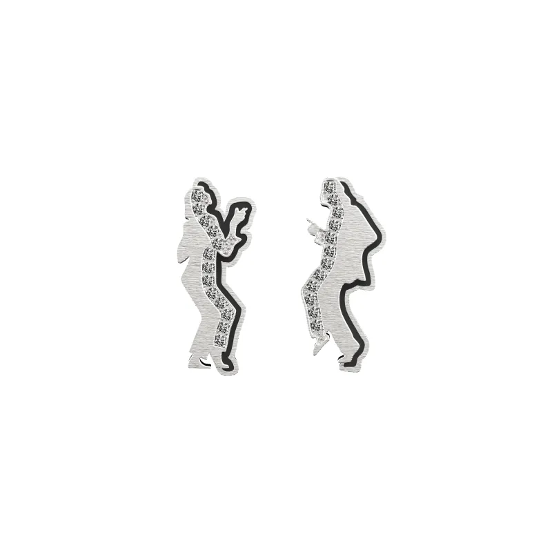 'The Fiction' Silhouette Earing, White Diamond Pavé sold by Pascal Design Official
