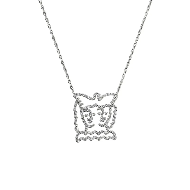 'Paloma' Love Diamond Necklace, White Diamond Pavé sold by Pascal Design Official