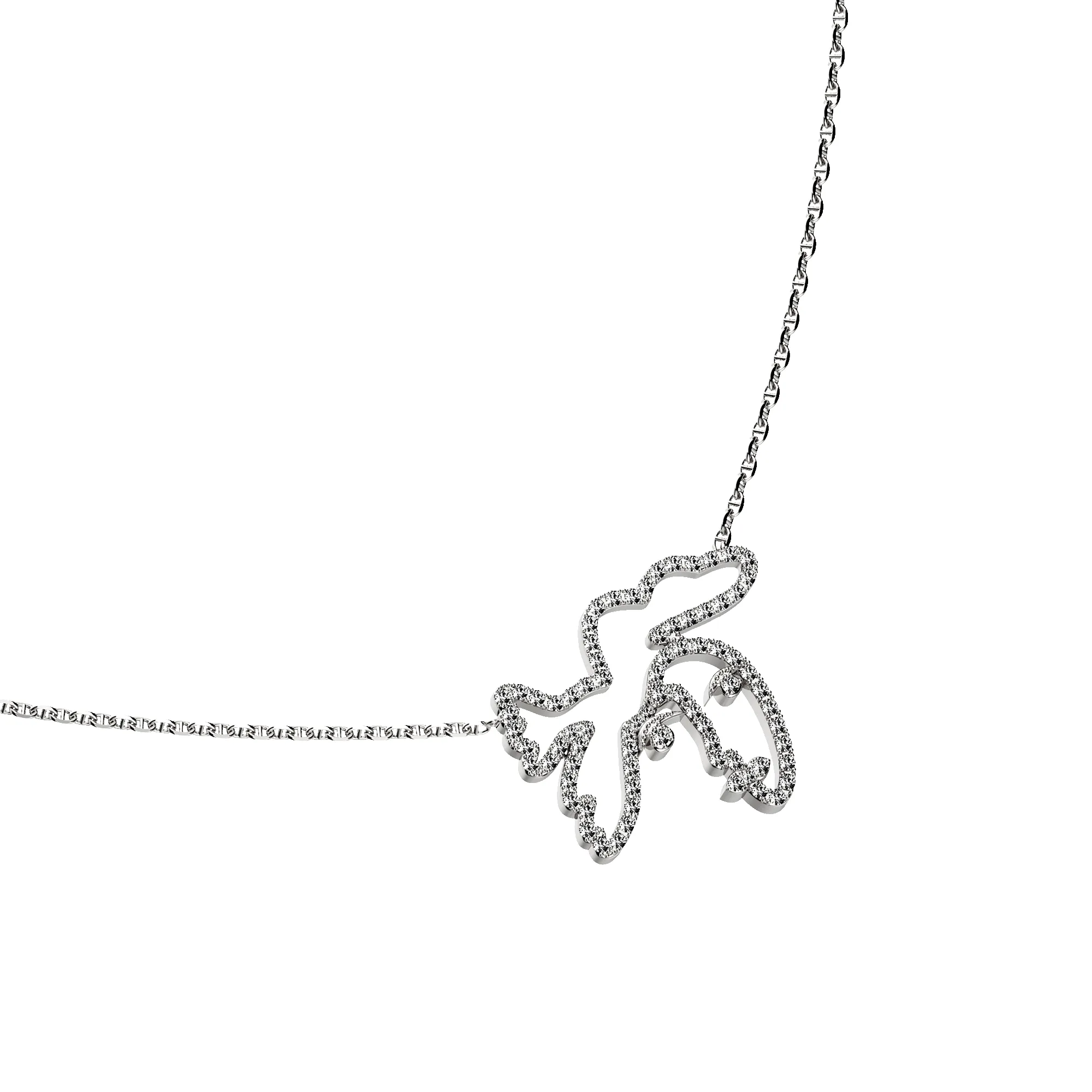 'Paloma' Peace Diamond Necklace, White Diamond Pavé sold by Pascal Design Official product image thumbnail 2