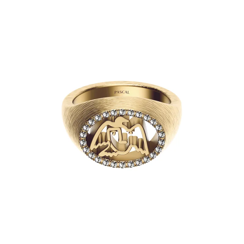 'Paloma' Freedom Diamond Signet Ring, White Diamond sold by Pascal Design Official