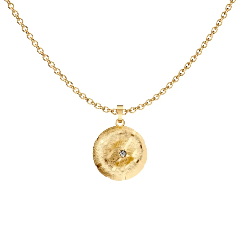 'The Basketball' Crooked Ball Pendant, White Diamond made by Pascal Design Official