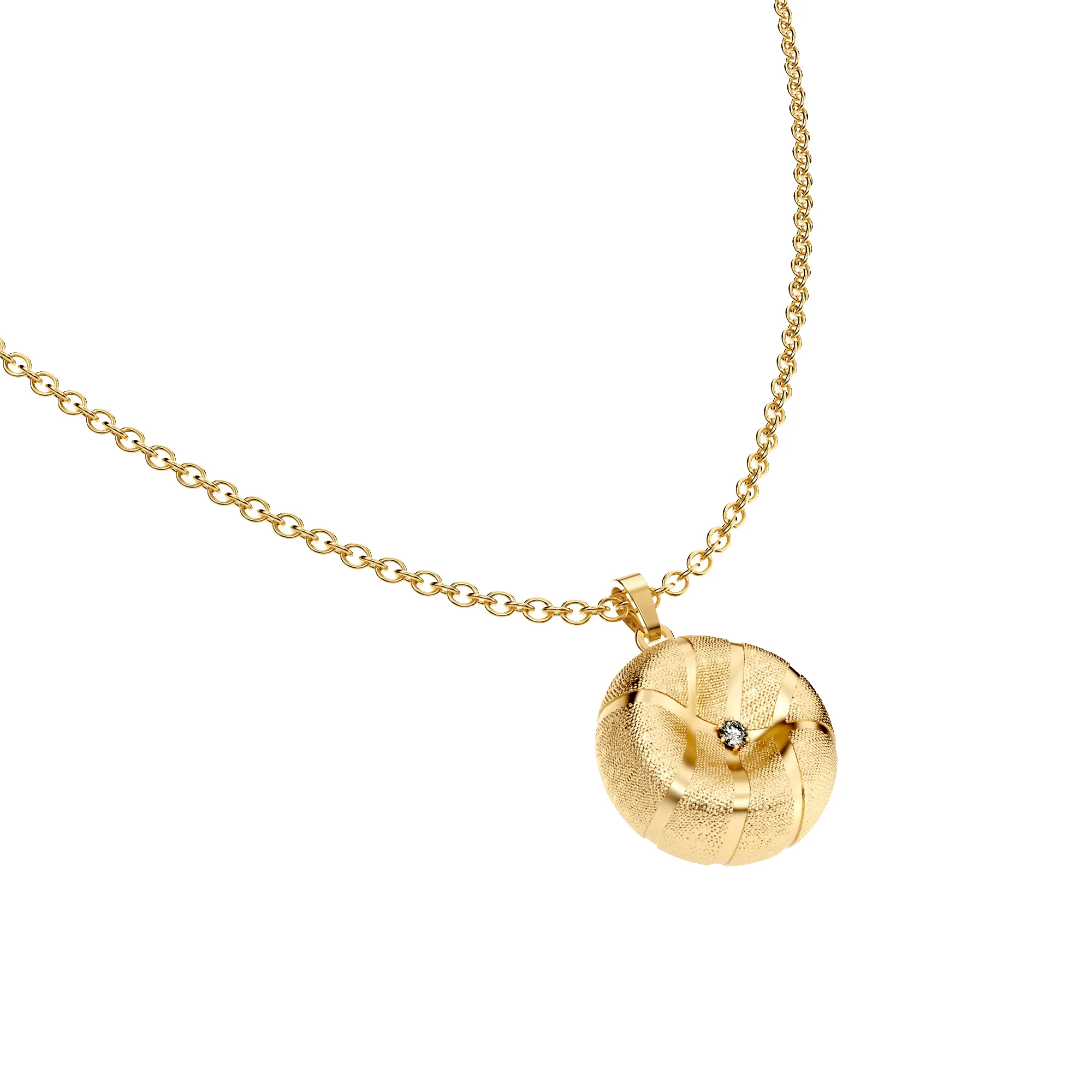 'The Basketball' Crooked Ball Pendant, White Diamond sold by Pascal Design Official product image thumbnail 2