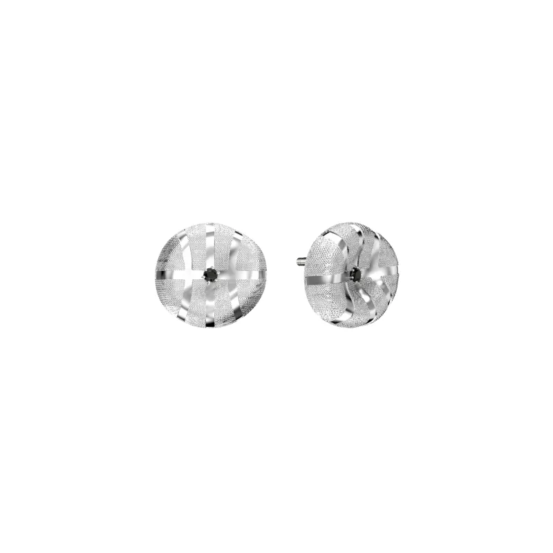 'The Basketball' Leaking Ball Earrings, Black Diamond sold by Pascal Design Official