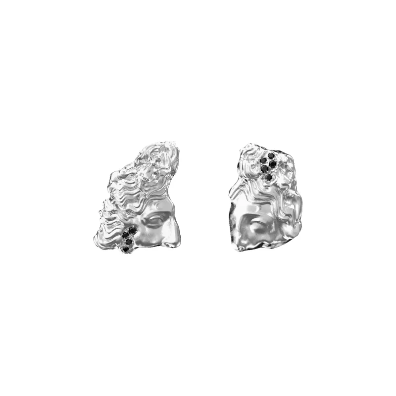 'Olympus' Apollo Statue Earrings, Black Diamond sold by Pascal Design Official