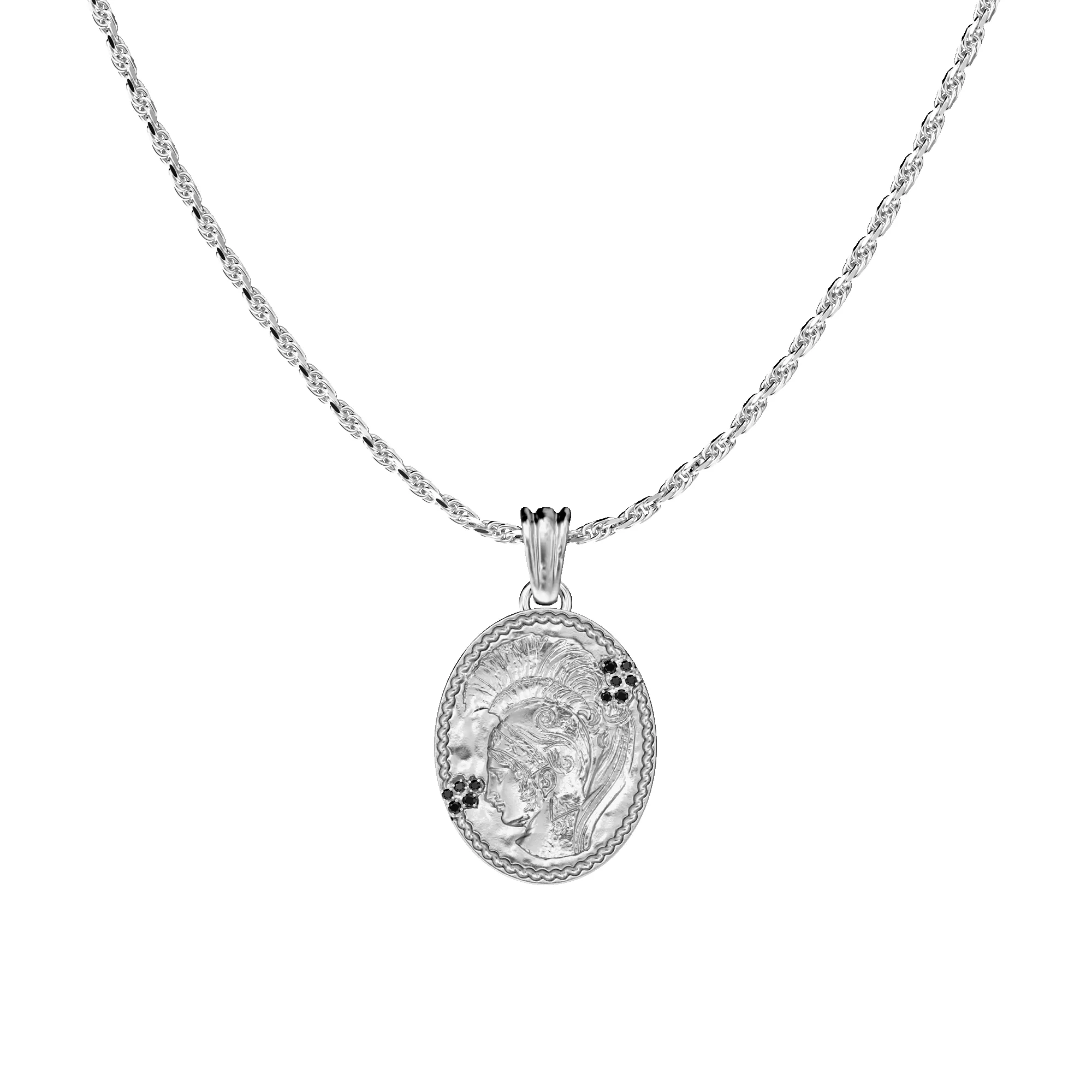 'Olympus' Athena Oval Pendant, Black Diamond sold by Pascal Design Official