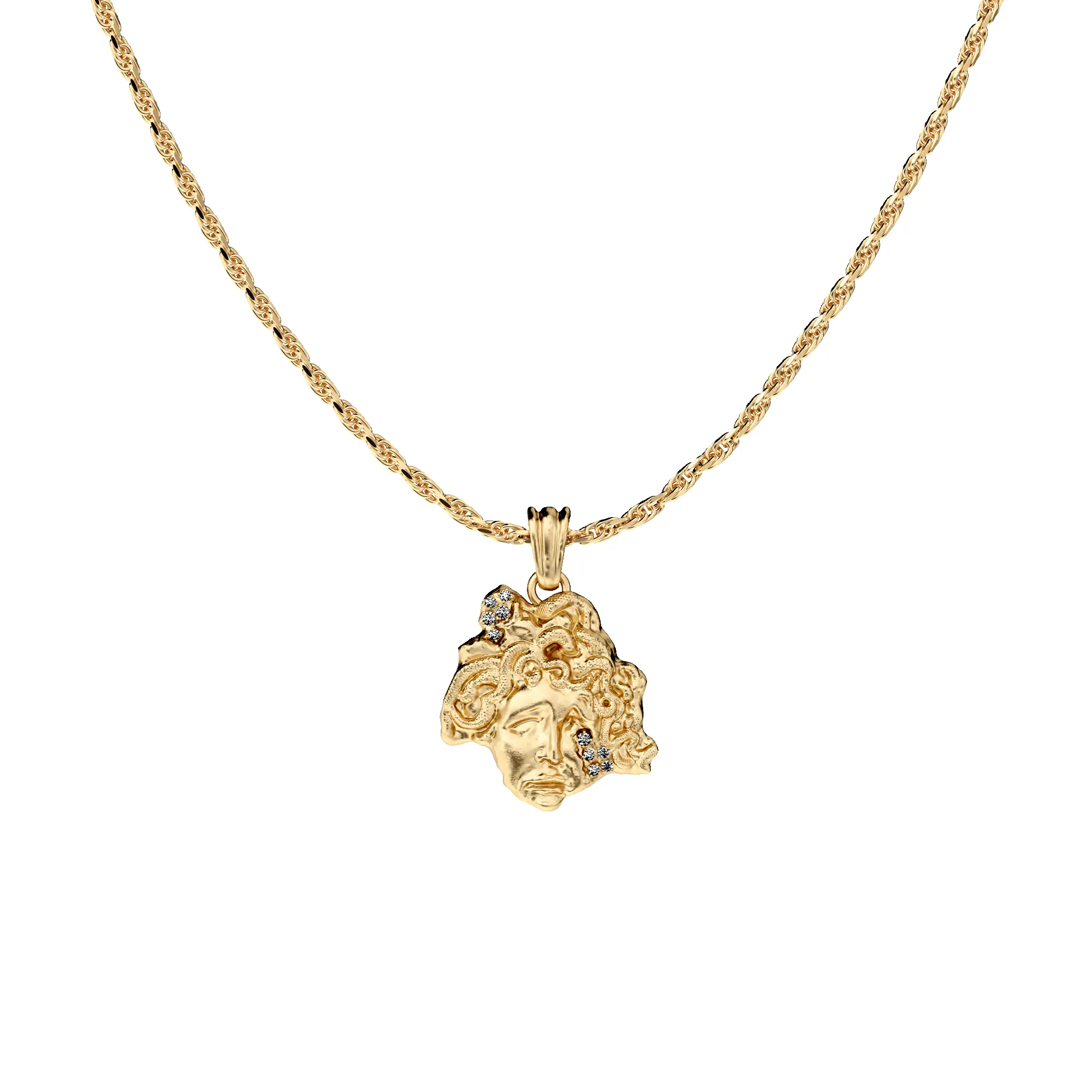 'Olympus' Medusa Statue Pendant, White Diamond sold by Pascal Design Official