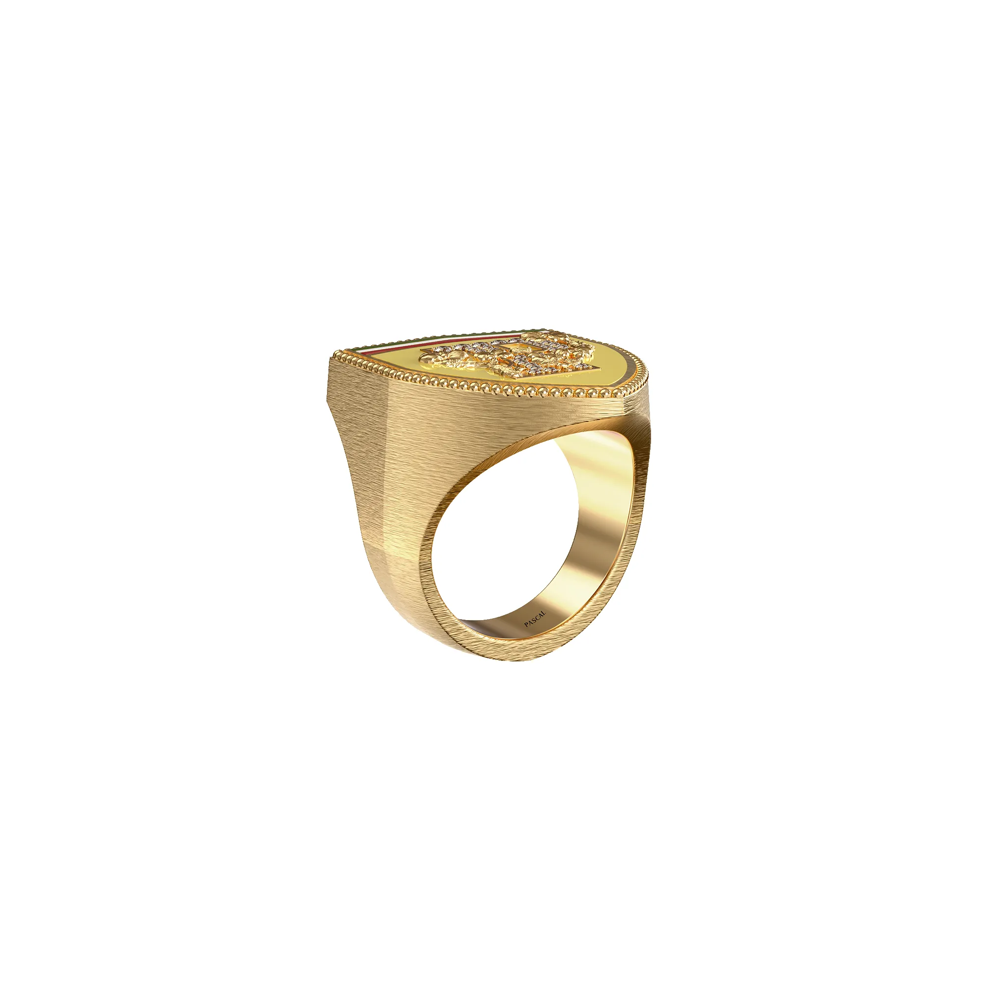 'The Speed' Shield Signet Ring, White Diamond Pavé sold by Pascal Design Official product image thumbnail 3