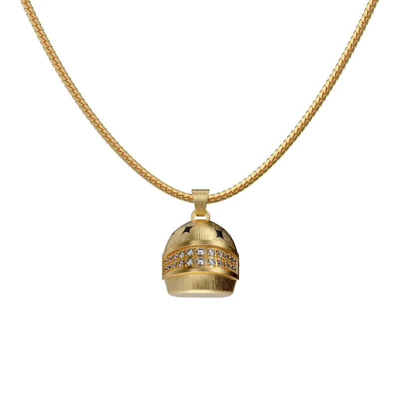 'The Speed' Helmet Pendant, White Diamond Pavé sold by Pascal Design Official