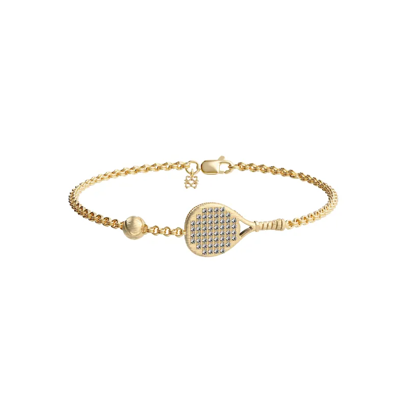 'The Padel' Racket Bracelet, White Diamond Pavé sold by Pascal Design Official
