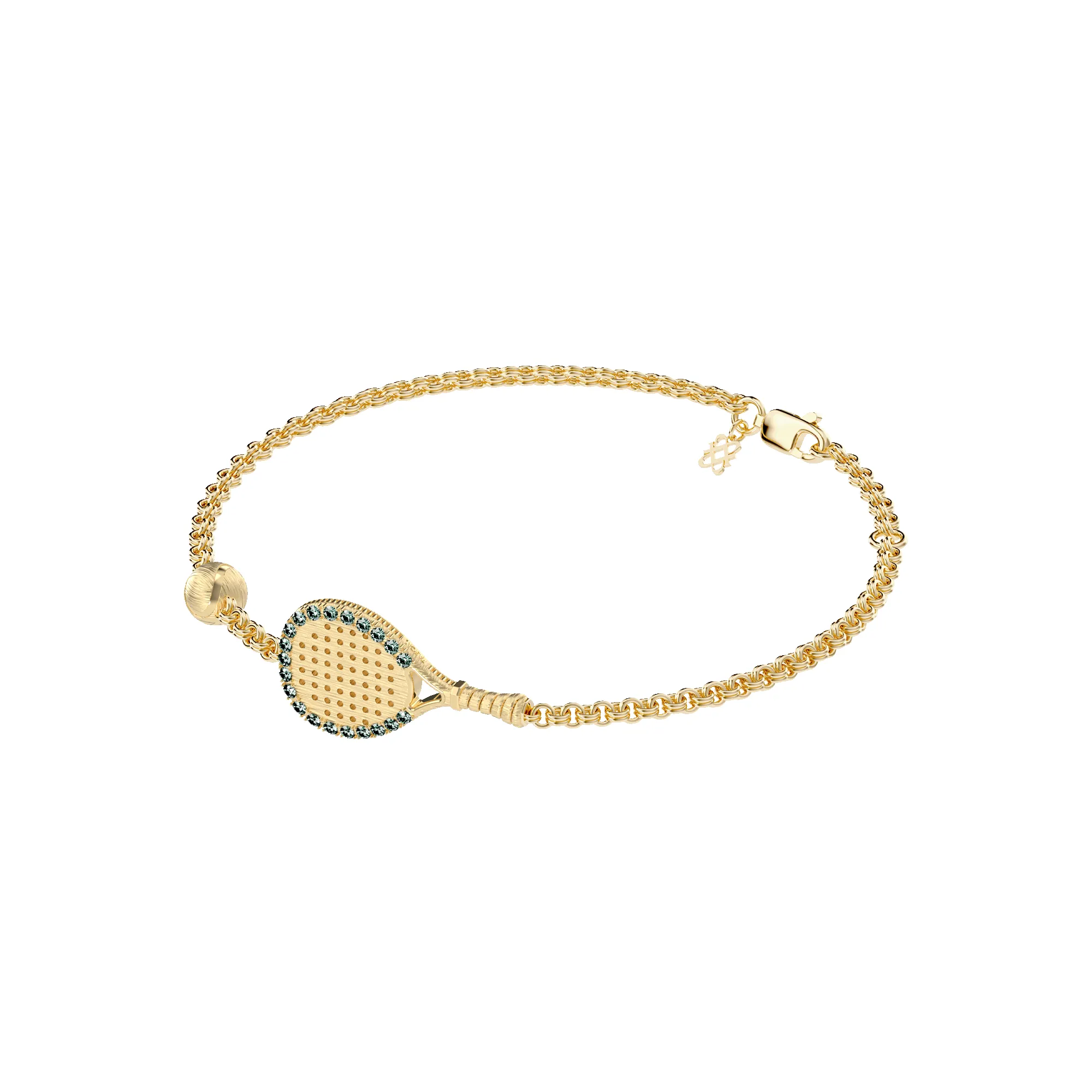 'The Padel' Racket Bracelet, Green Diamond Halo sold by Pascal Design Official product image thumbnail 2