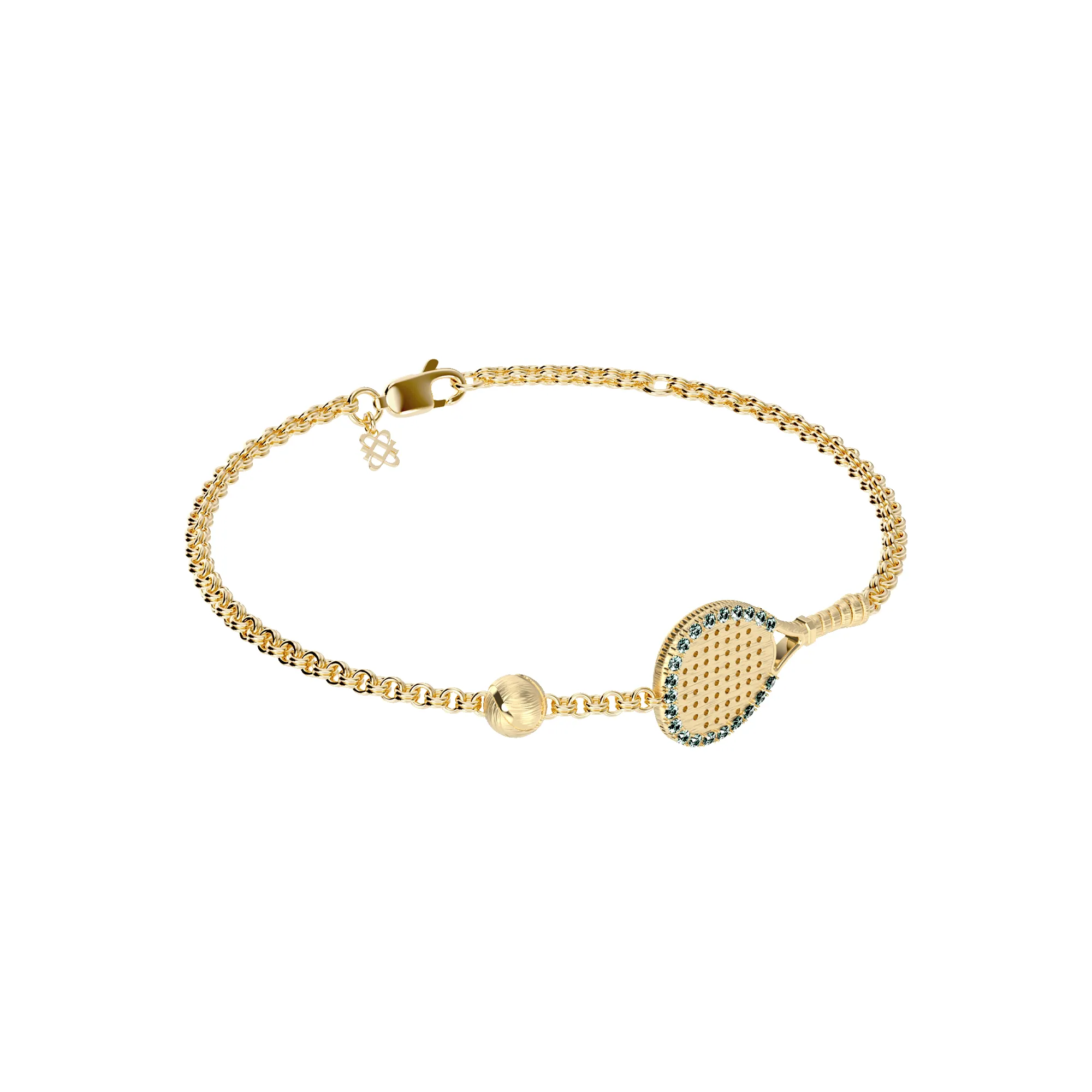 'The Padel' Racket Bracelet, Green Diamond Halo sold by Pascal Design Official product image thumbnail 3